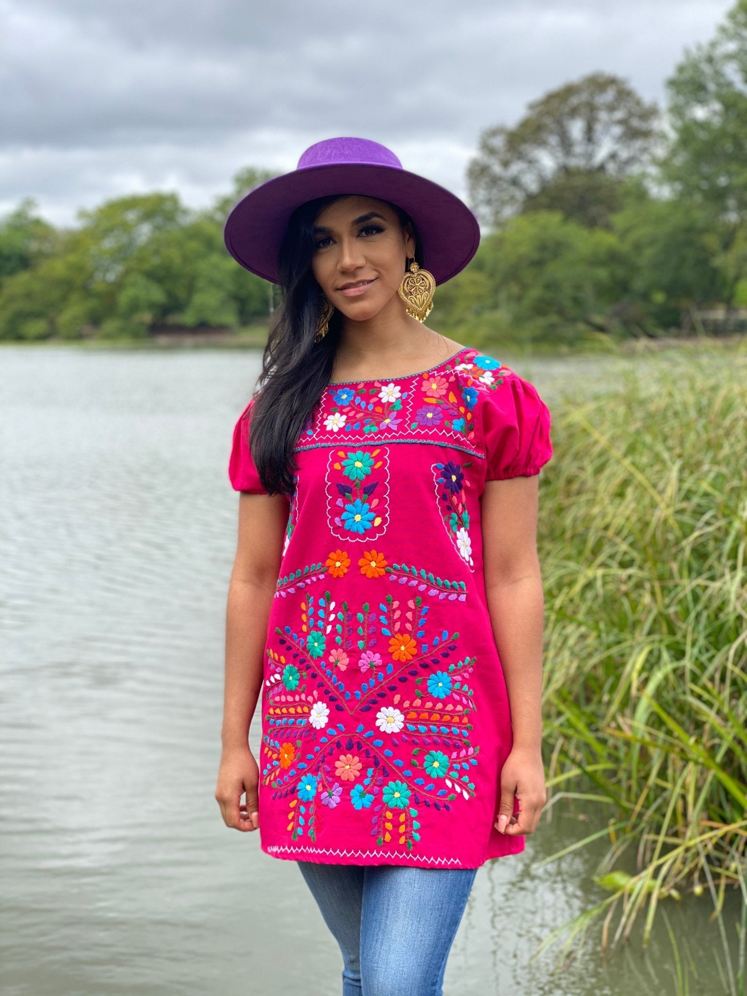 Traditional Mexican Floral Hand Embroidered Blouse. Bluson Cassandra. - Solei Store
