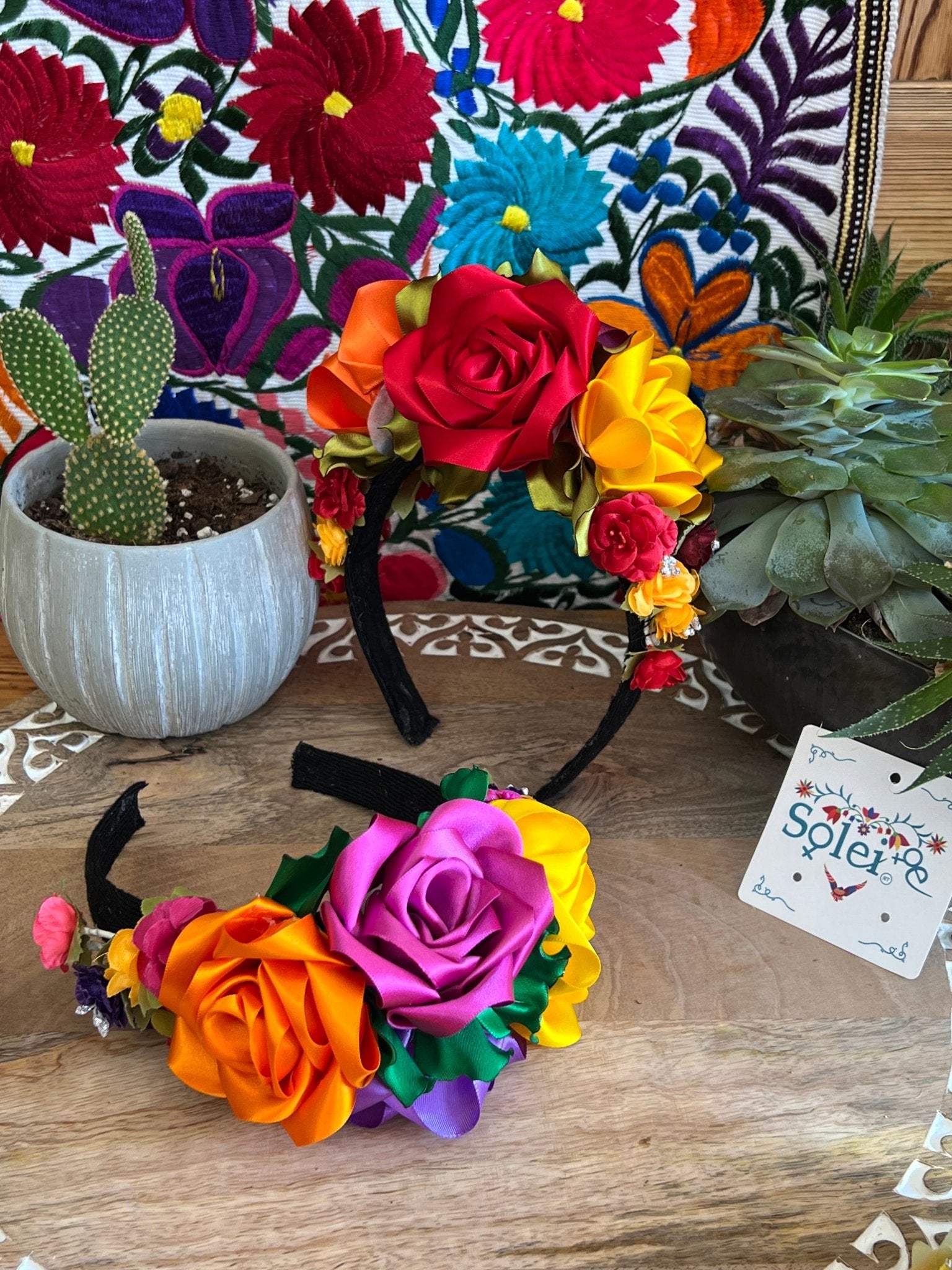 Traditional Mexican Floral Headband. Ketzaly Headband. - Solei Store