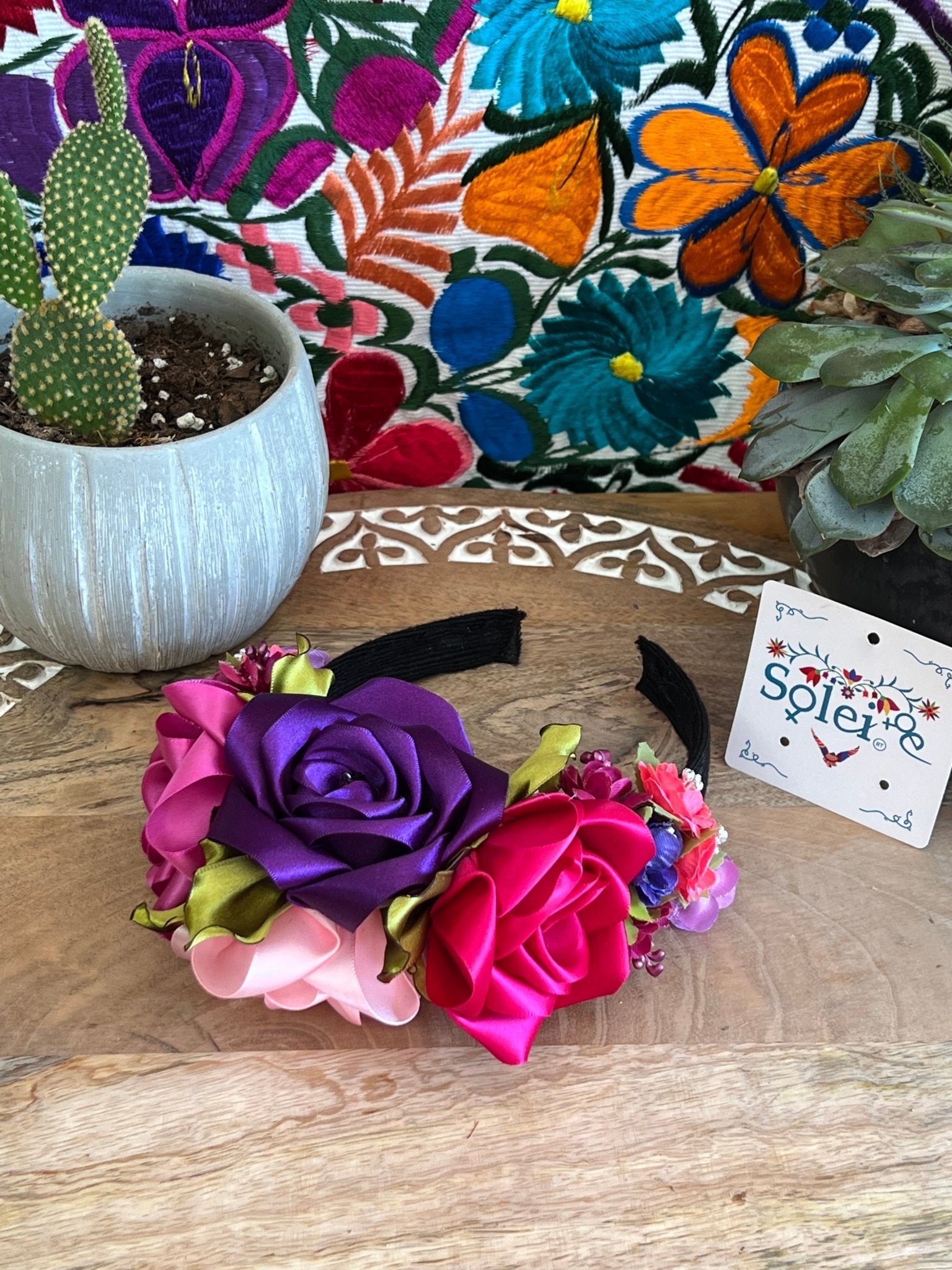 Traditional Mexican Floral Headband. Ketzaly Headband. - Solei Store