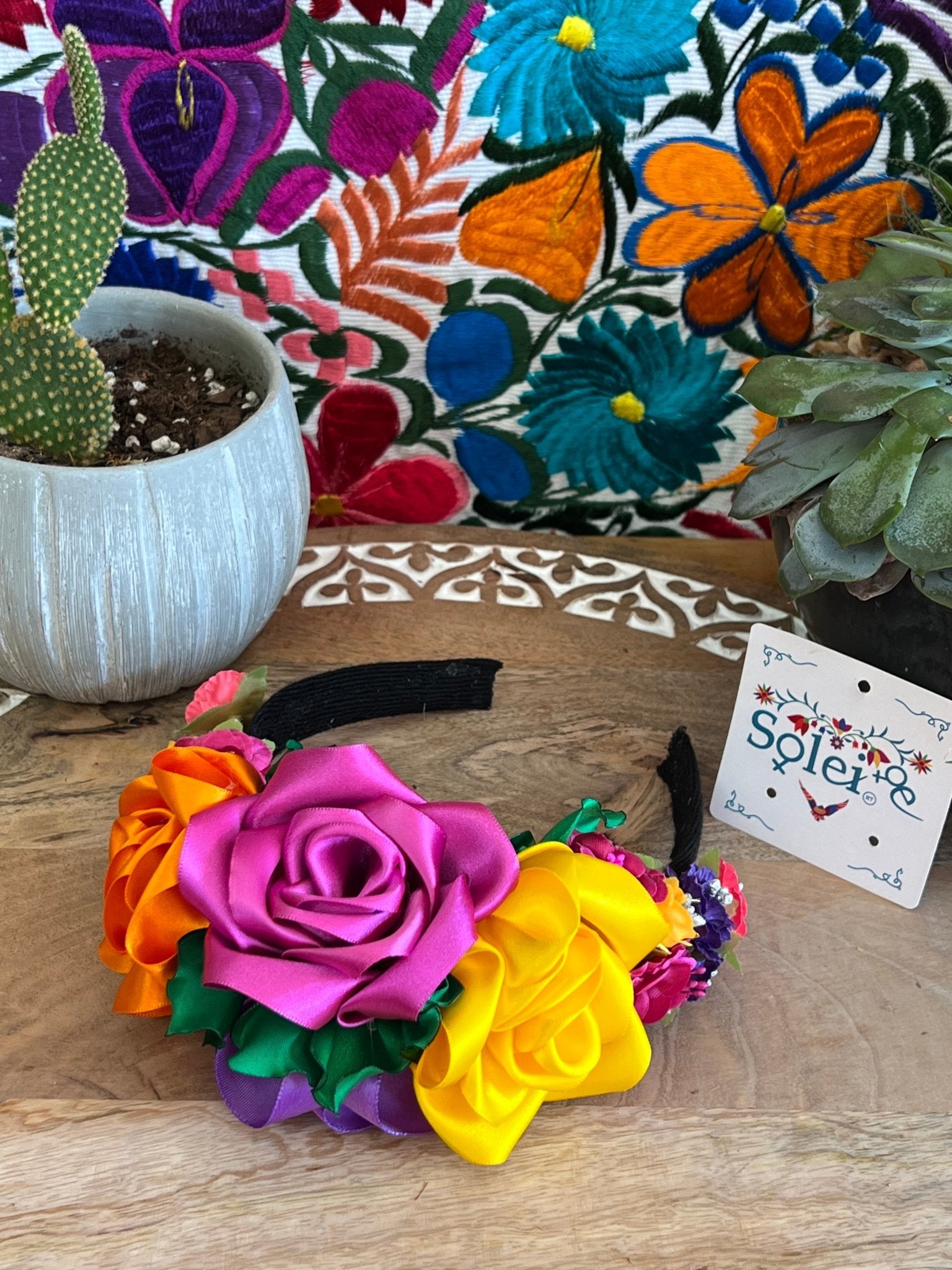 Traditional Mexican Floral Headband. Ketzaly Headband. - Solei Store