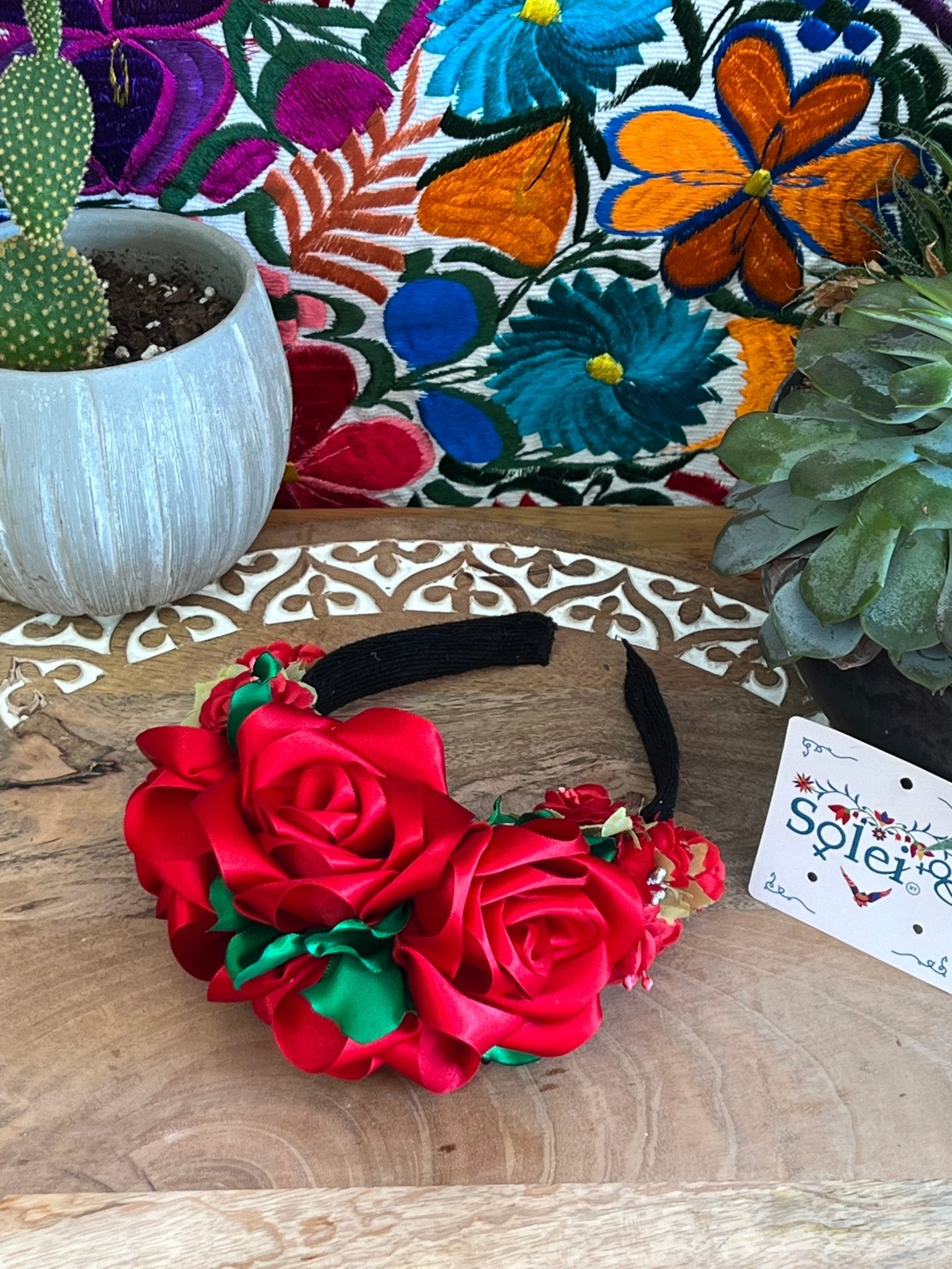 Traditional Mexican Floral Headband. Ketzaly Headband. - Solei Store