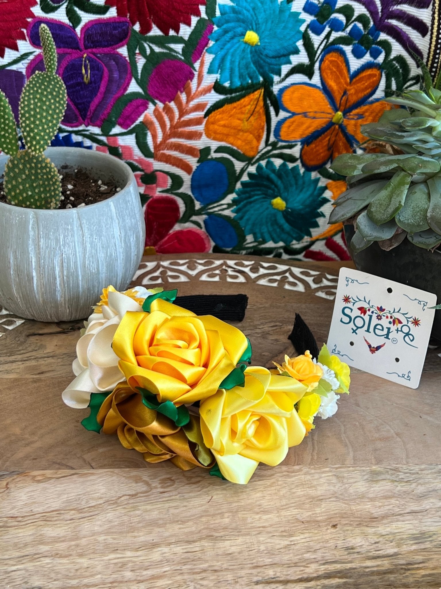 Traditional Mexican Floral Headband. Ketzaly Headband. - Solei Store