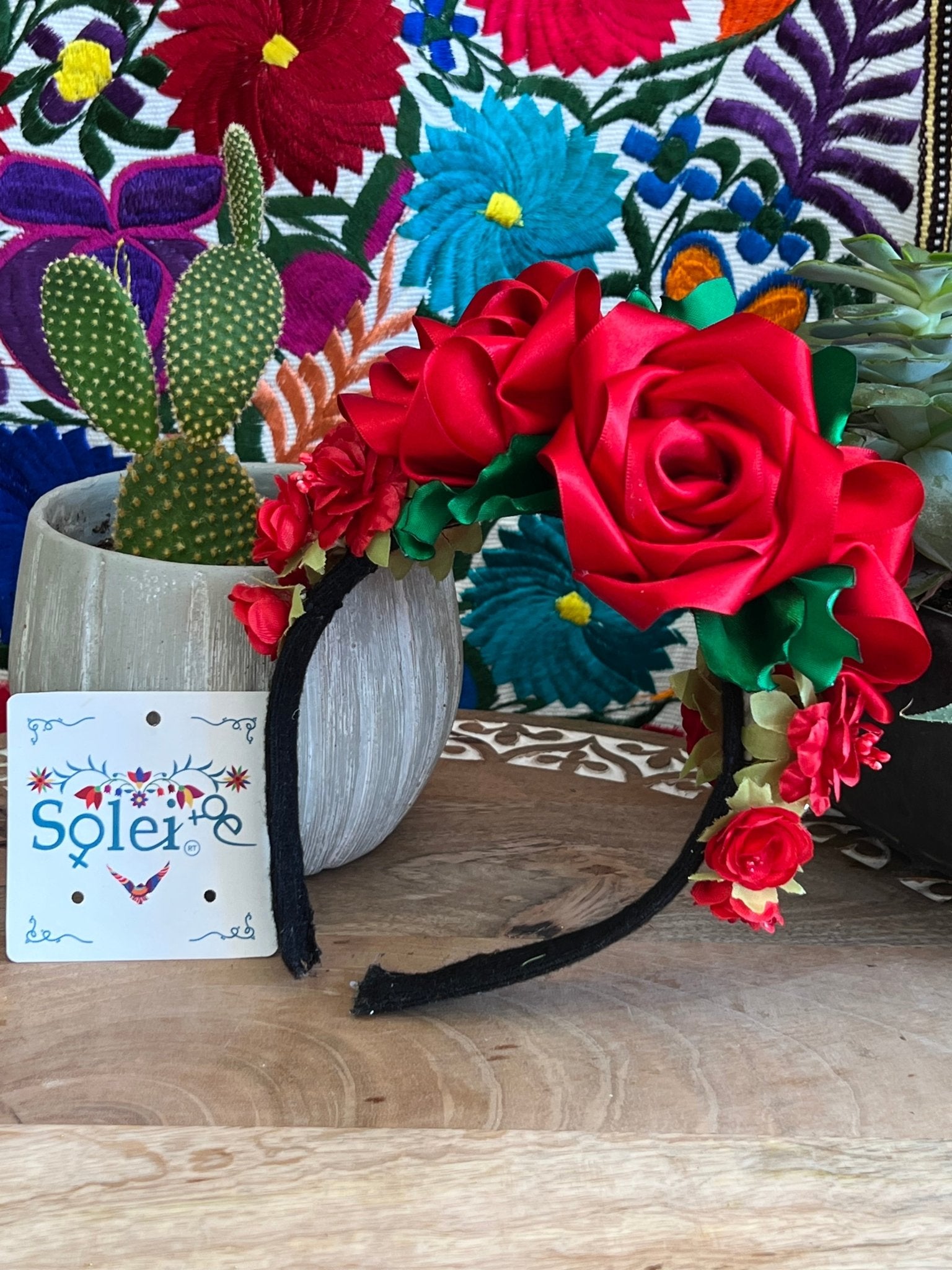Traditional Mexican Floral Headband. Ketzaly Headband. - Solei Store