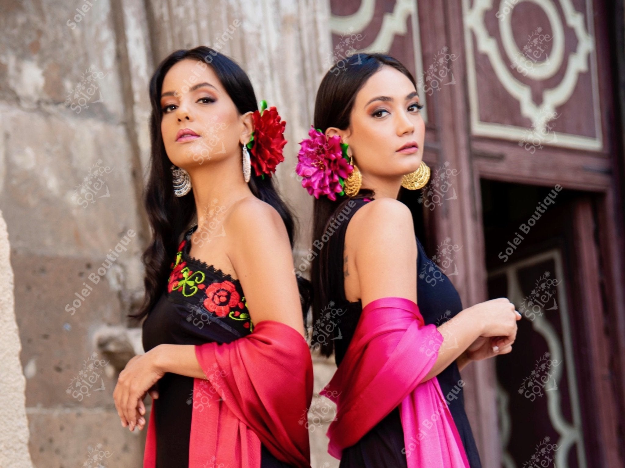 Traditional Mexican Flower Headpiece. Womens Flower Headpiece. Flor Tehuana - Solei Store