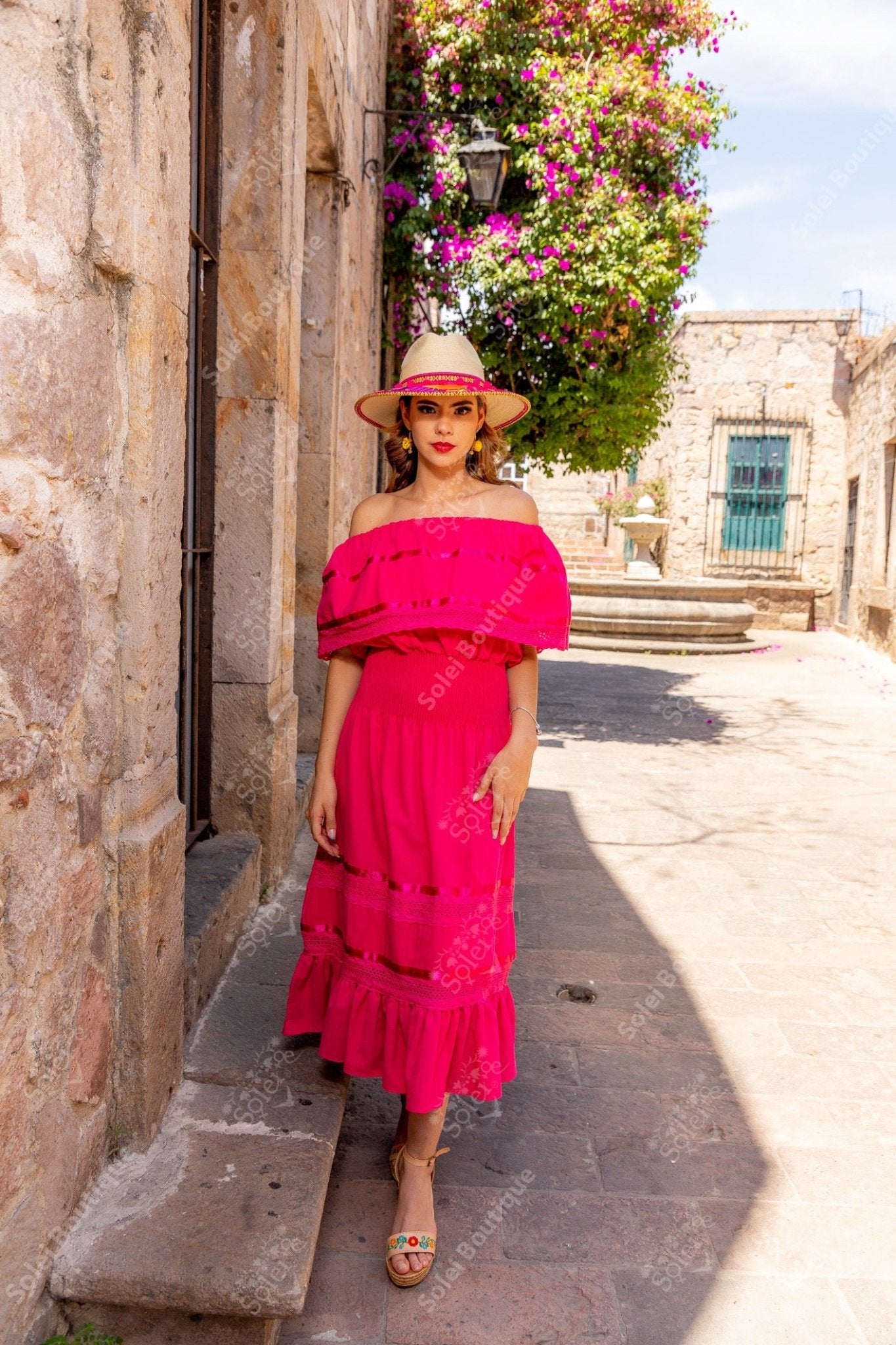 Traditional Mexican Off the Shoulder Dress. Amayrani Dress. - Solei Store