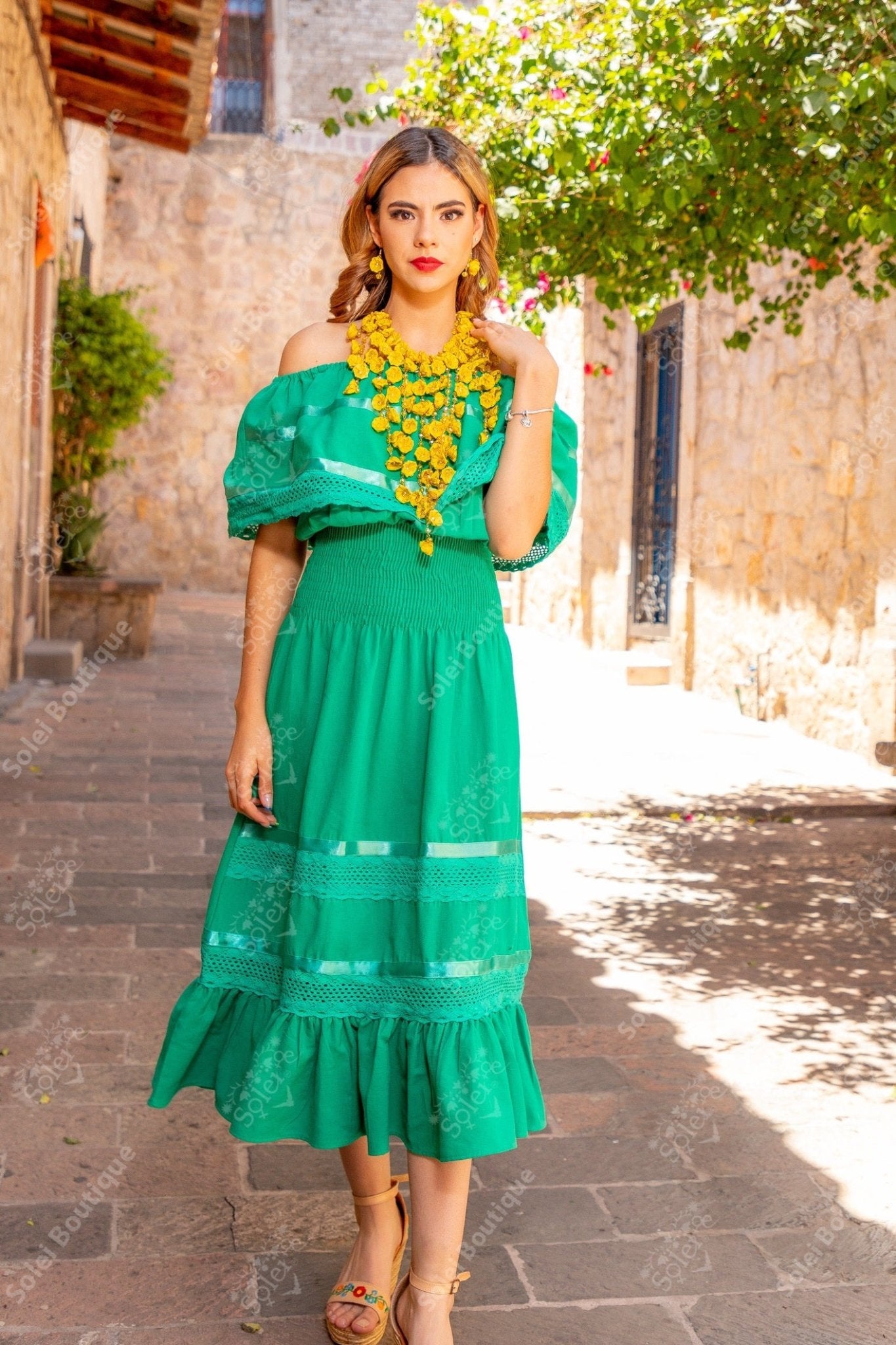 Traditional Mexican Off the Shoulder Dress. Amayrani Dress. - Solei Store