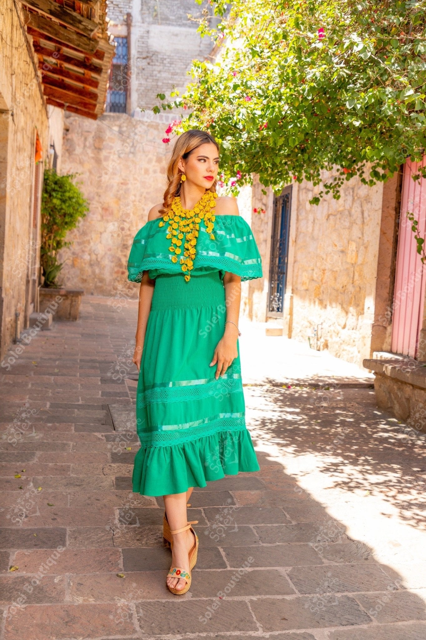 Traditional Mexican Off the Shoulder Dress. Amayrani Dress. - Solei Store