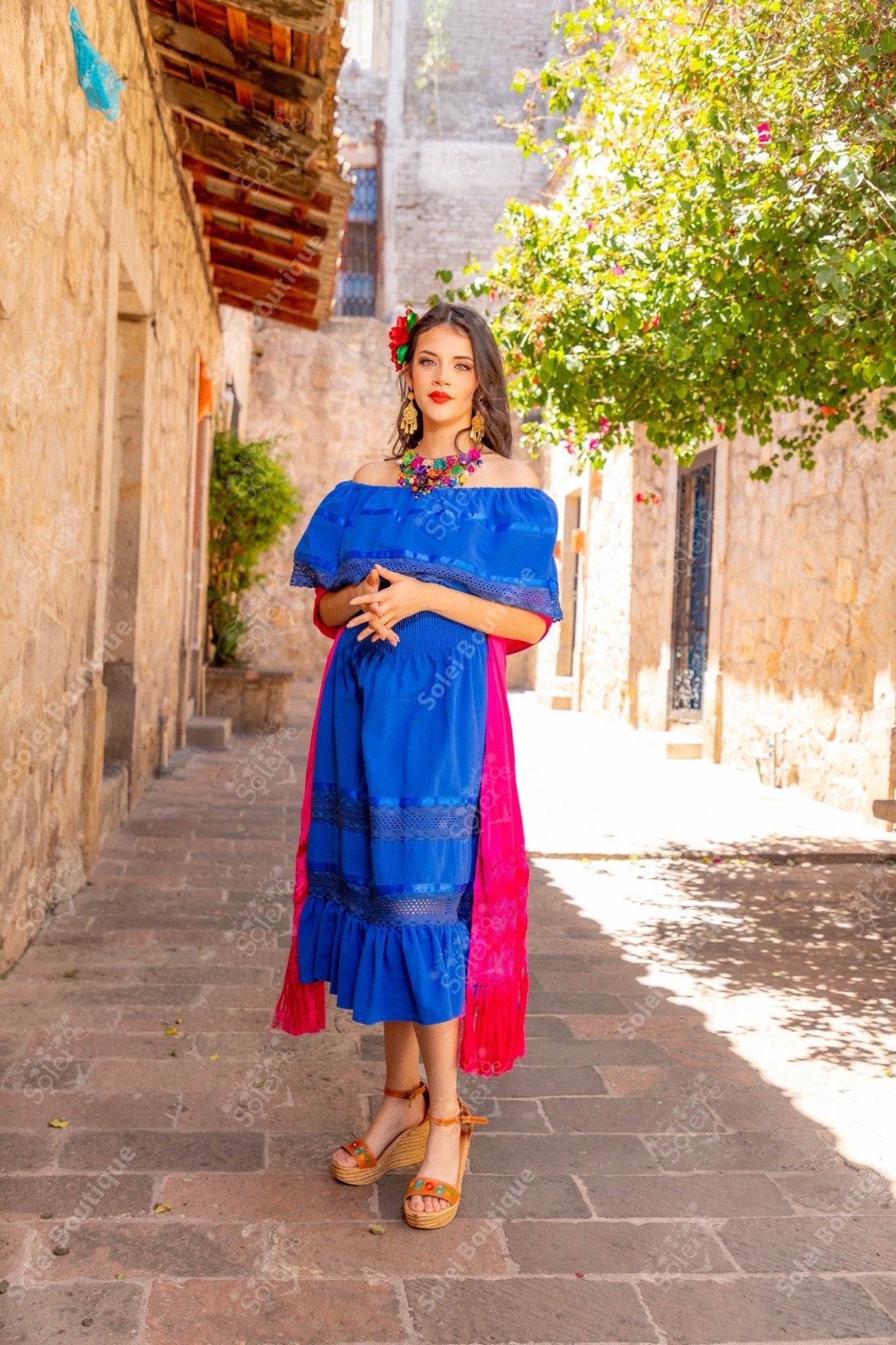 Traditional Mexican Off the Shoulder Dress. Amayrani Dress. - Solei Store