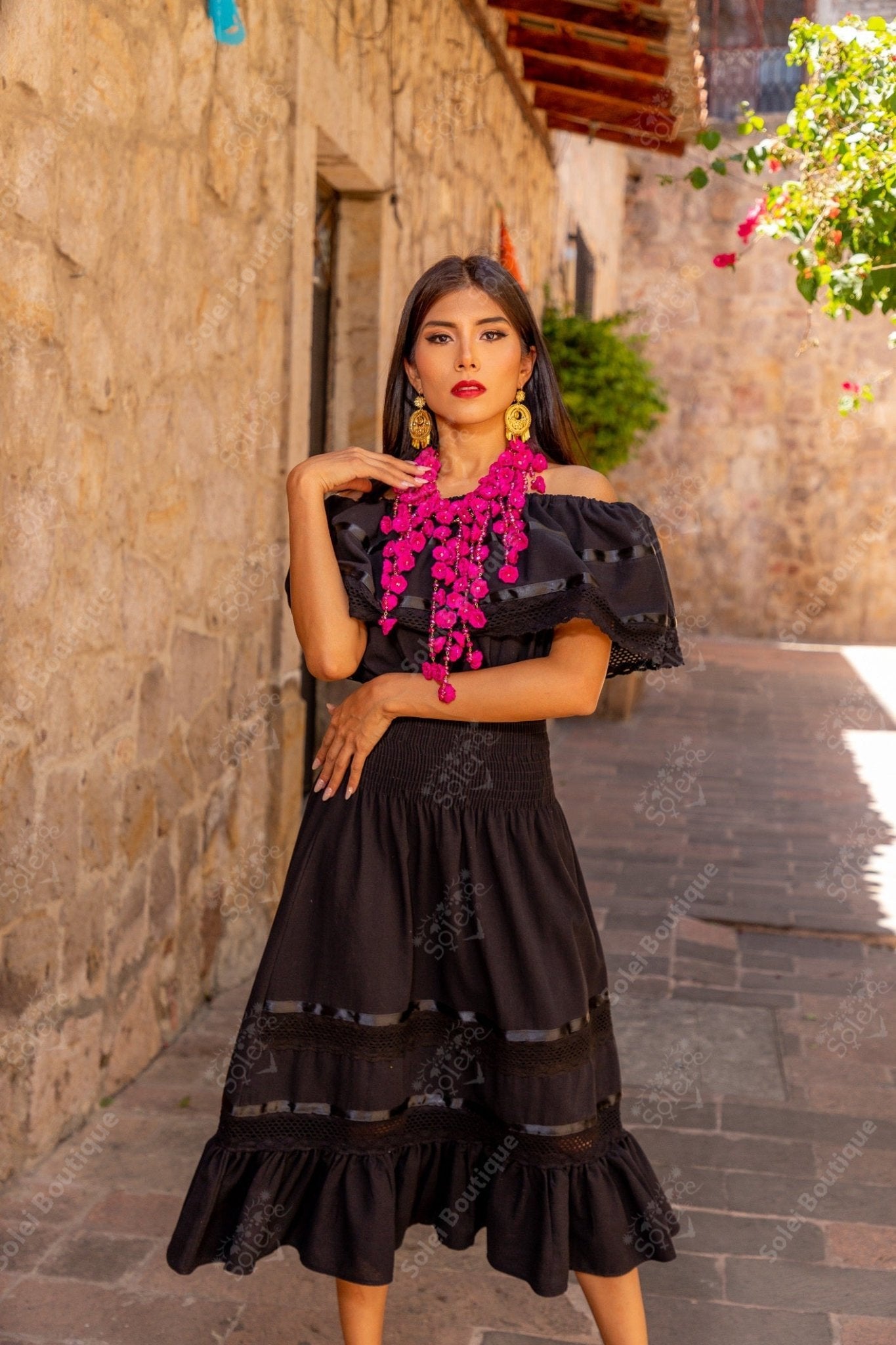 Traditional Mexican Off the Shoulder Dress. Amayrani Dress. - Solei Store