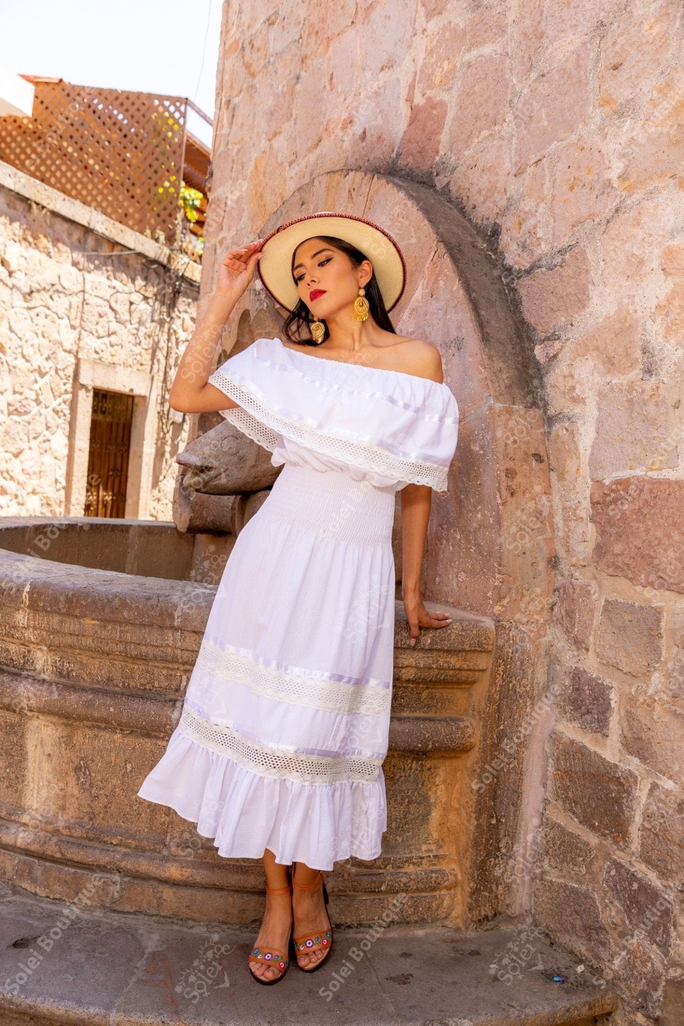 Traditional Mexican Off the Shoulder Dress. Amayrani Dress. - Solei Store