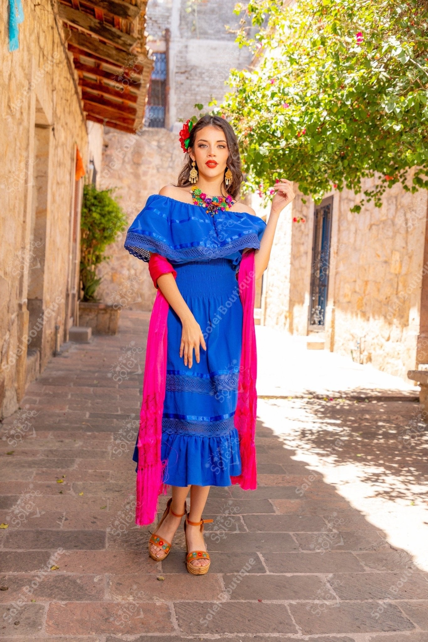 Traditional Mexican Off the Shoulder Dress. Amayrani Dress. - Solei Store