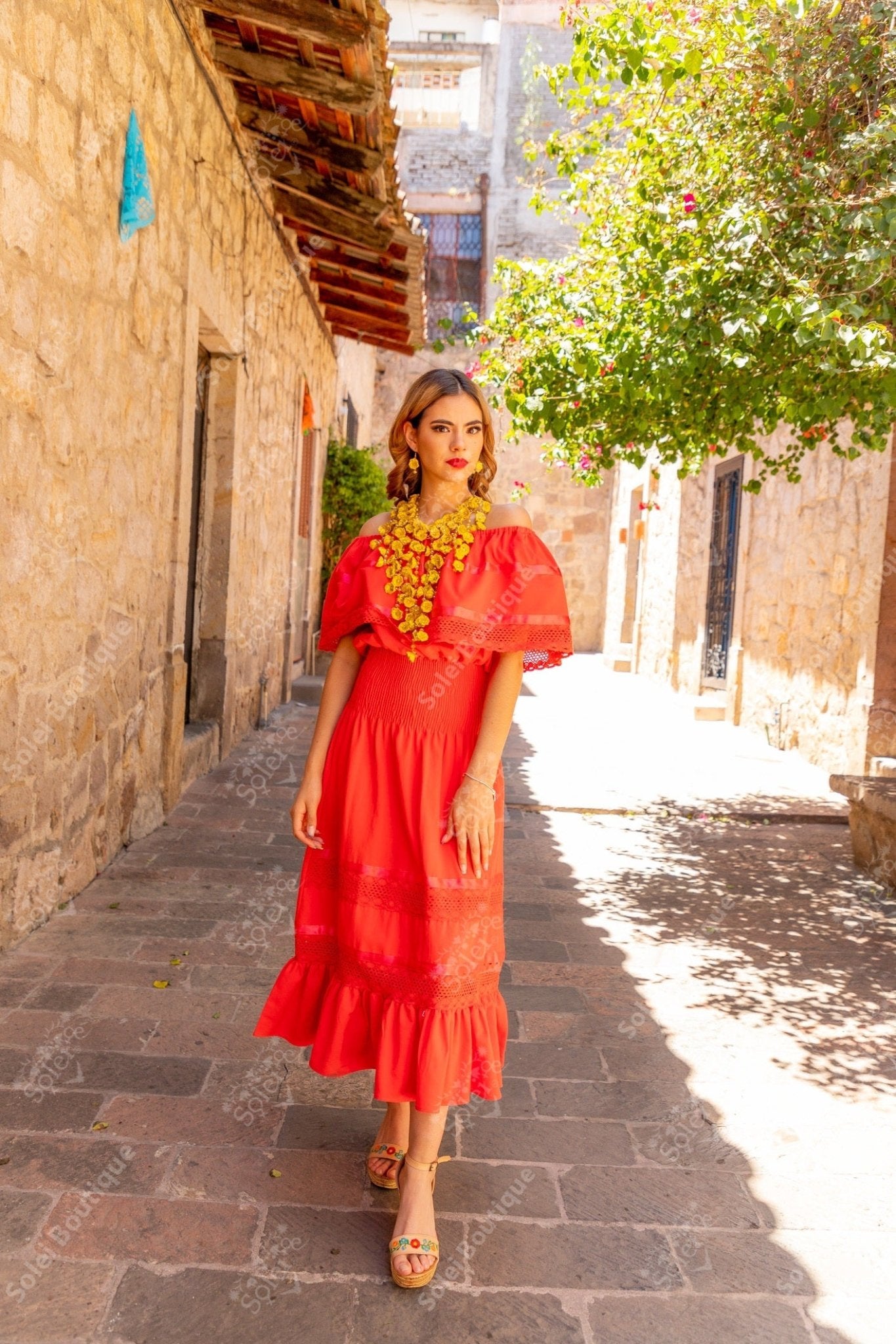 Traditional Mexican Off the Shoulder Dress. Amayrani Dress. - Solei Store