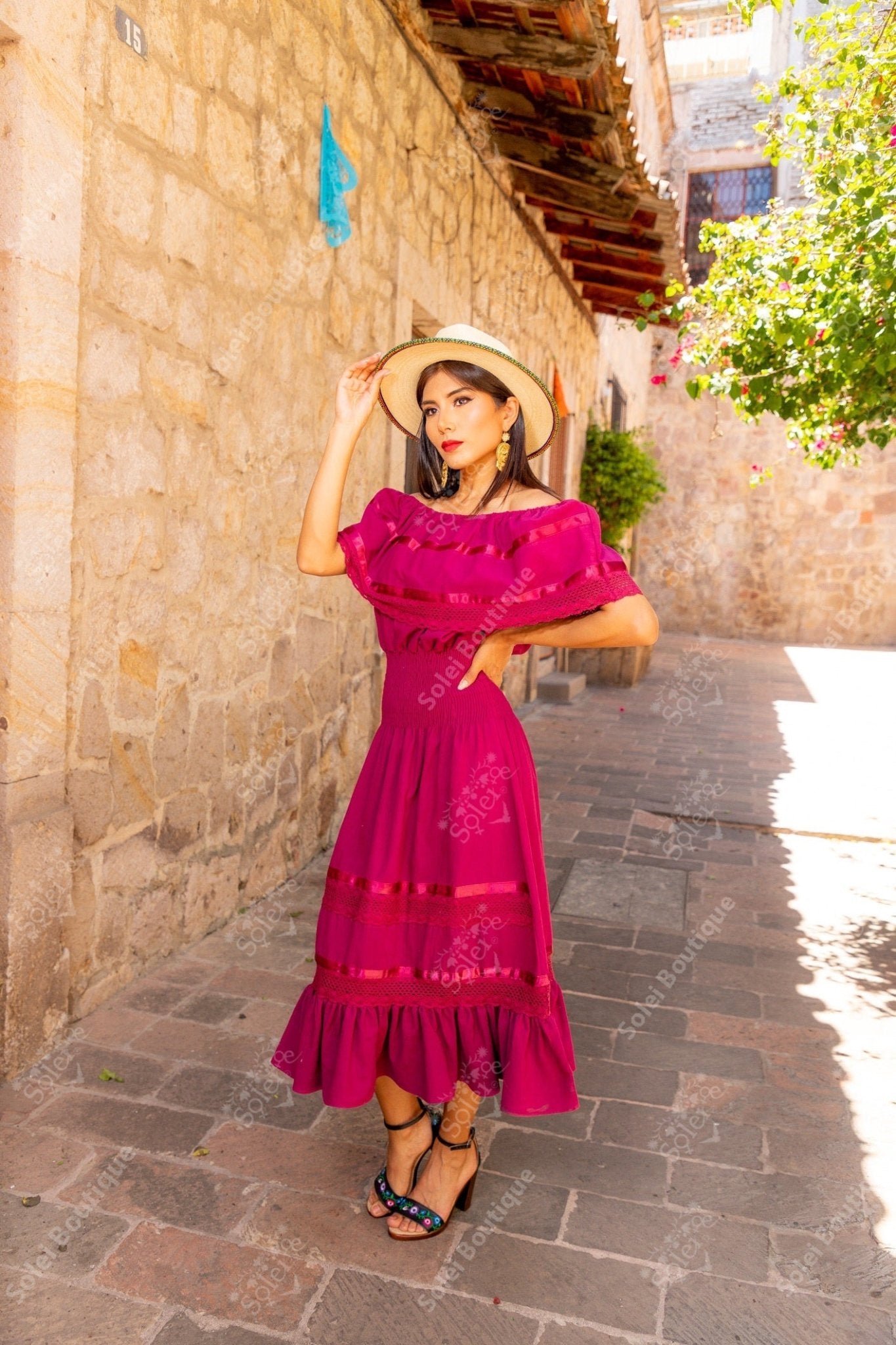 Traditional Mexican Off the Shoulder Dress. Amayrani Dress. - Solei Store