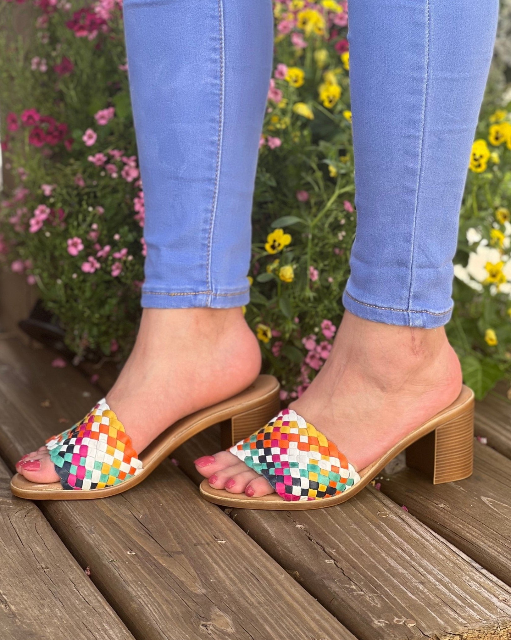 Woven Leather Slip On Heels. Araceli Heels. - Solei Store