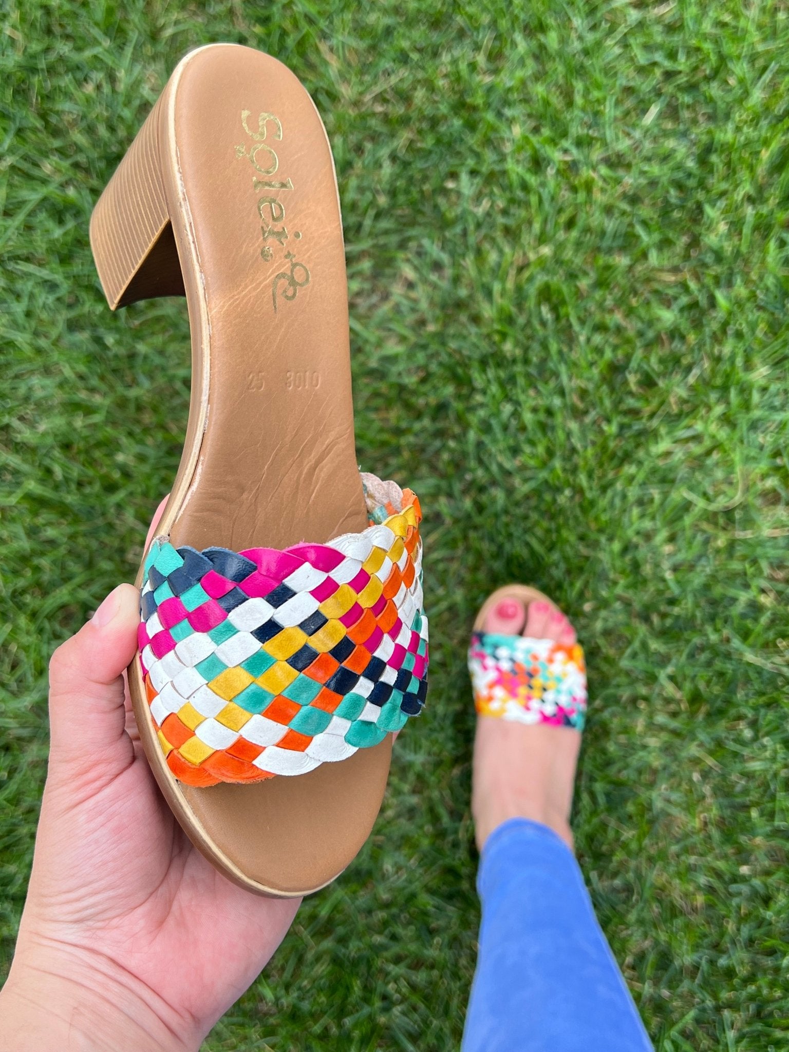 Woven Leather Slip On Heels. Araceli Heels. - Solei Store