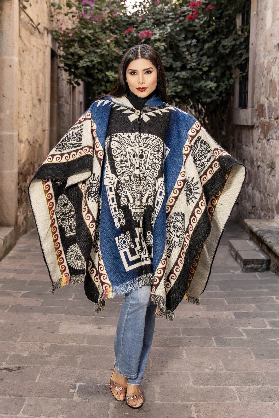 Guazon Azteca Gaban Mexicano Azteca - Mexican Traditional Hooded Poncho