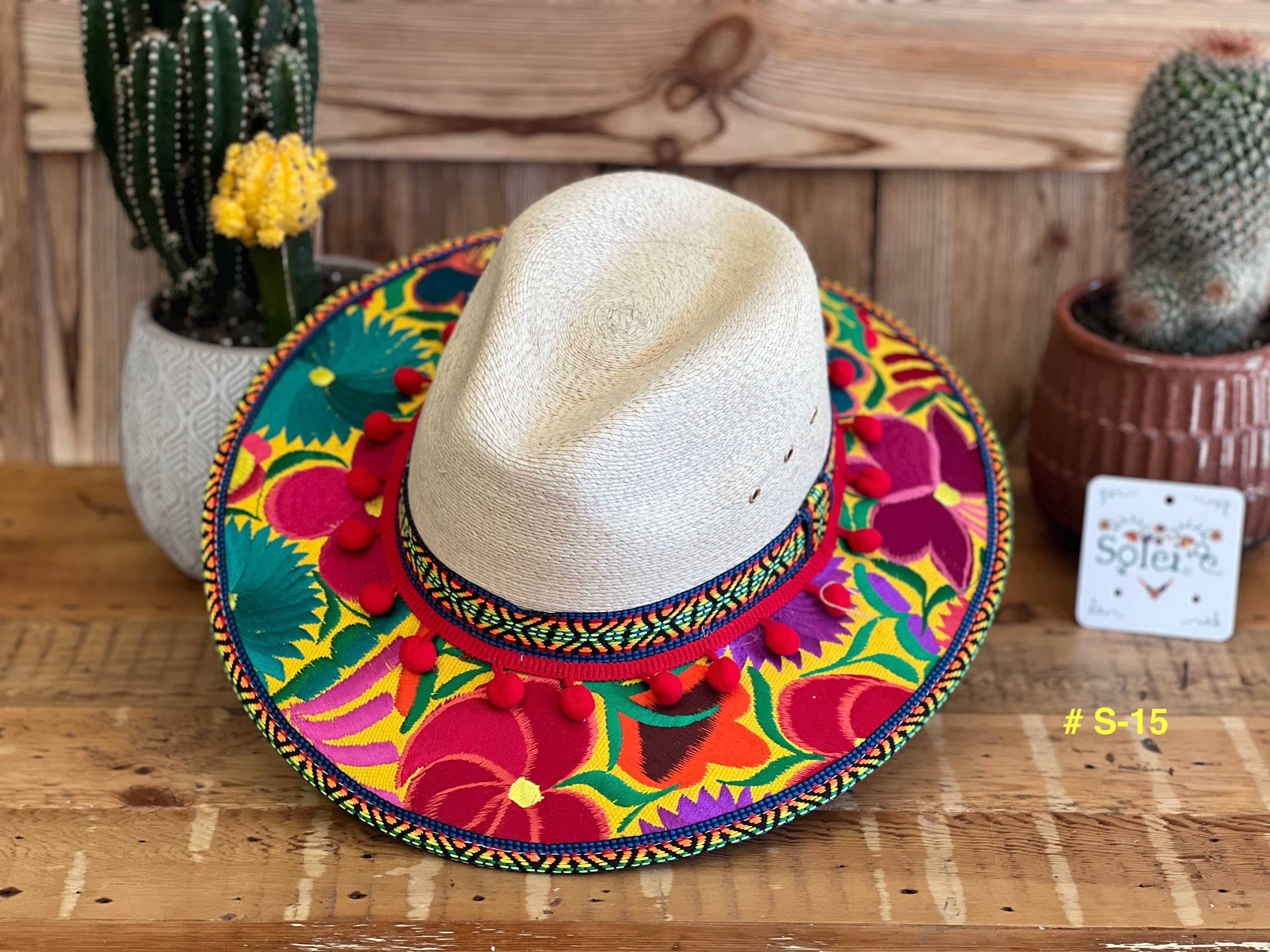 SIZE selling L Colorful Floral Sun Hat, Mexican Palm Hat, Embroidered Hat, Mexican Sombrero, Embroidered Hat Mexican, Mother's Day Gift