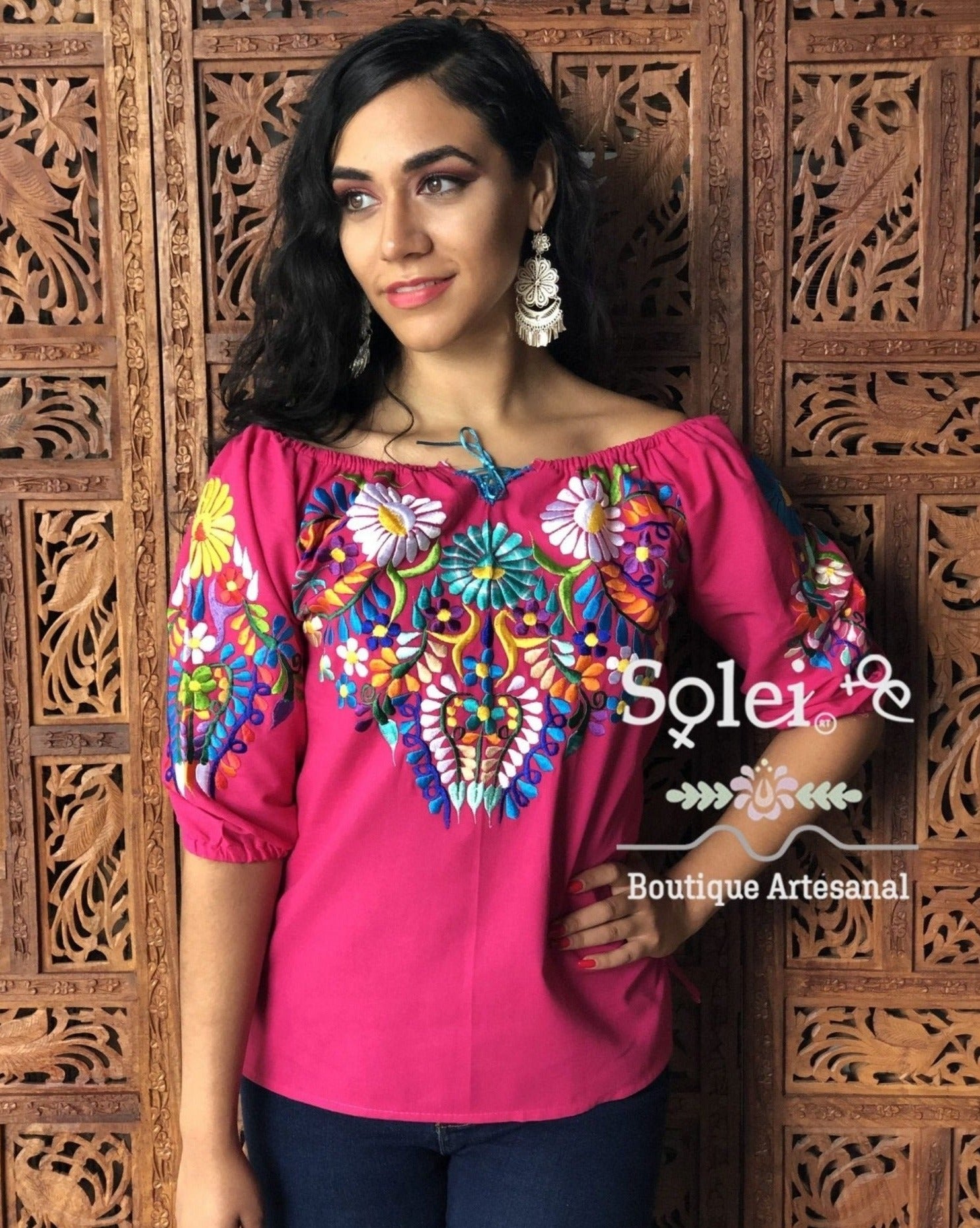 Andrea Blouse 3/4 sleeve smocked off-the-shoulder blouse, casual and formal blouse, great for all types look. - Solei Store