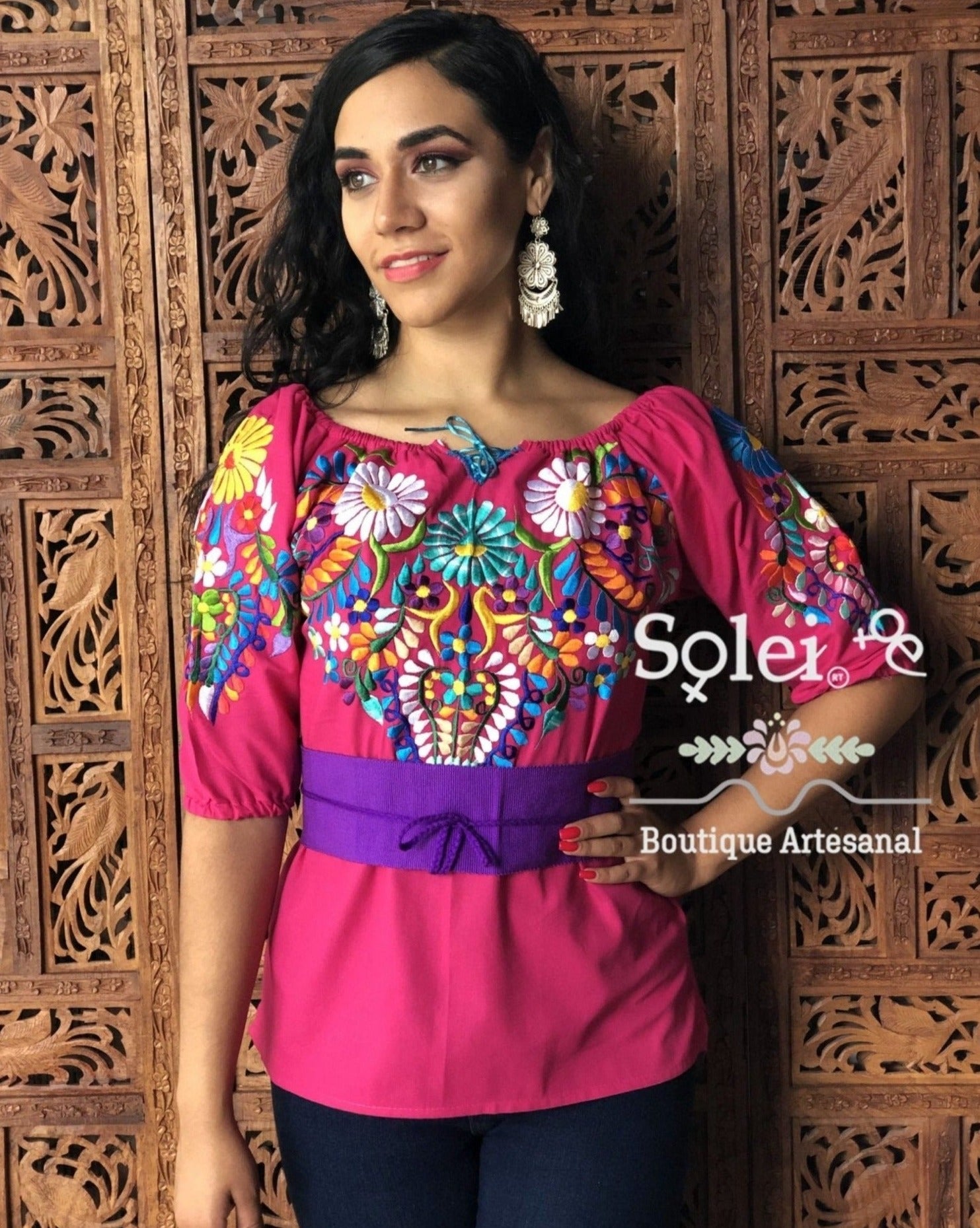 Andrea Blouse 3/4 sleeve smocked off-the-shoulder blouse, casual and formal blouse, great for all types look. - Solei Store