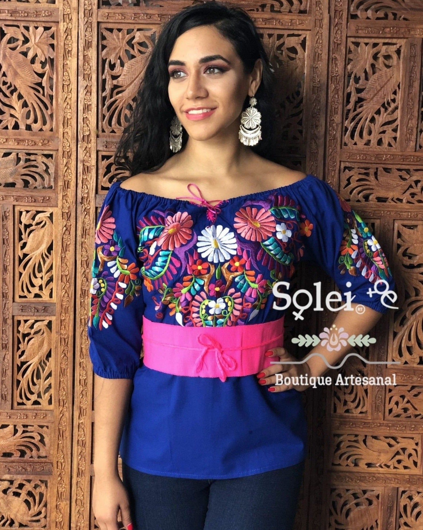 Andrea Blouse 3/4 sleeve smocked off-the-shoulder blouse, casual and formal blouse, great for all types look. - Solei Store