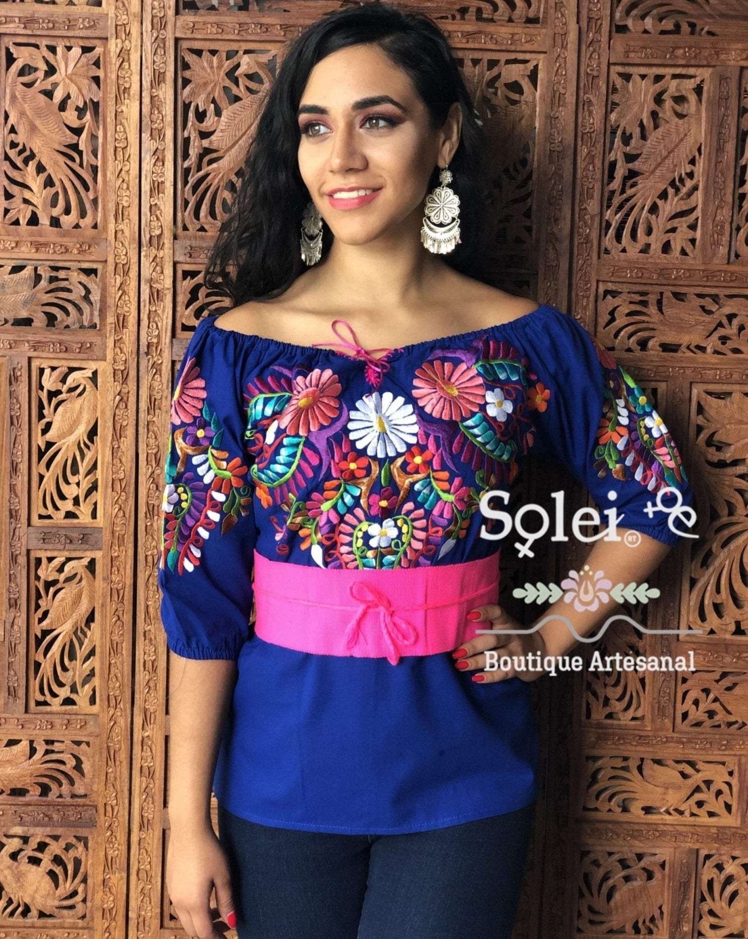 Andrea Blouse 3/4 sleeve smocked off-the-shoulder blouse, casual and formal blouse, great for all types look. - Solei Store