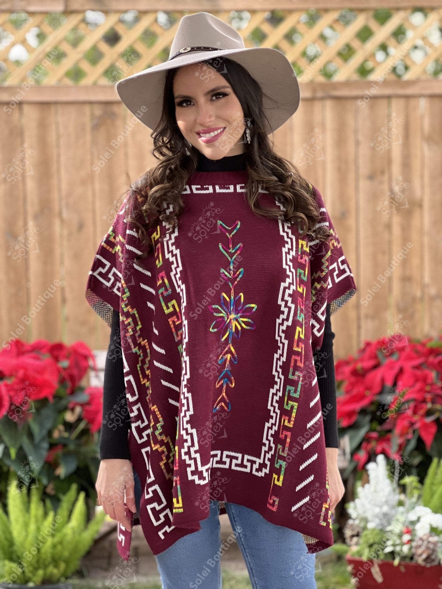 Artisanal Mexican Knit Poncho. Ethnic Style Poncho. Gaban Grecia. - Solei Store
