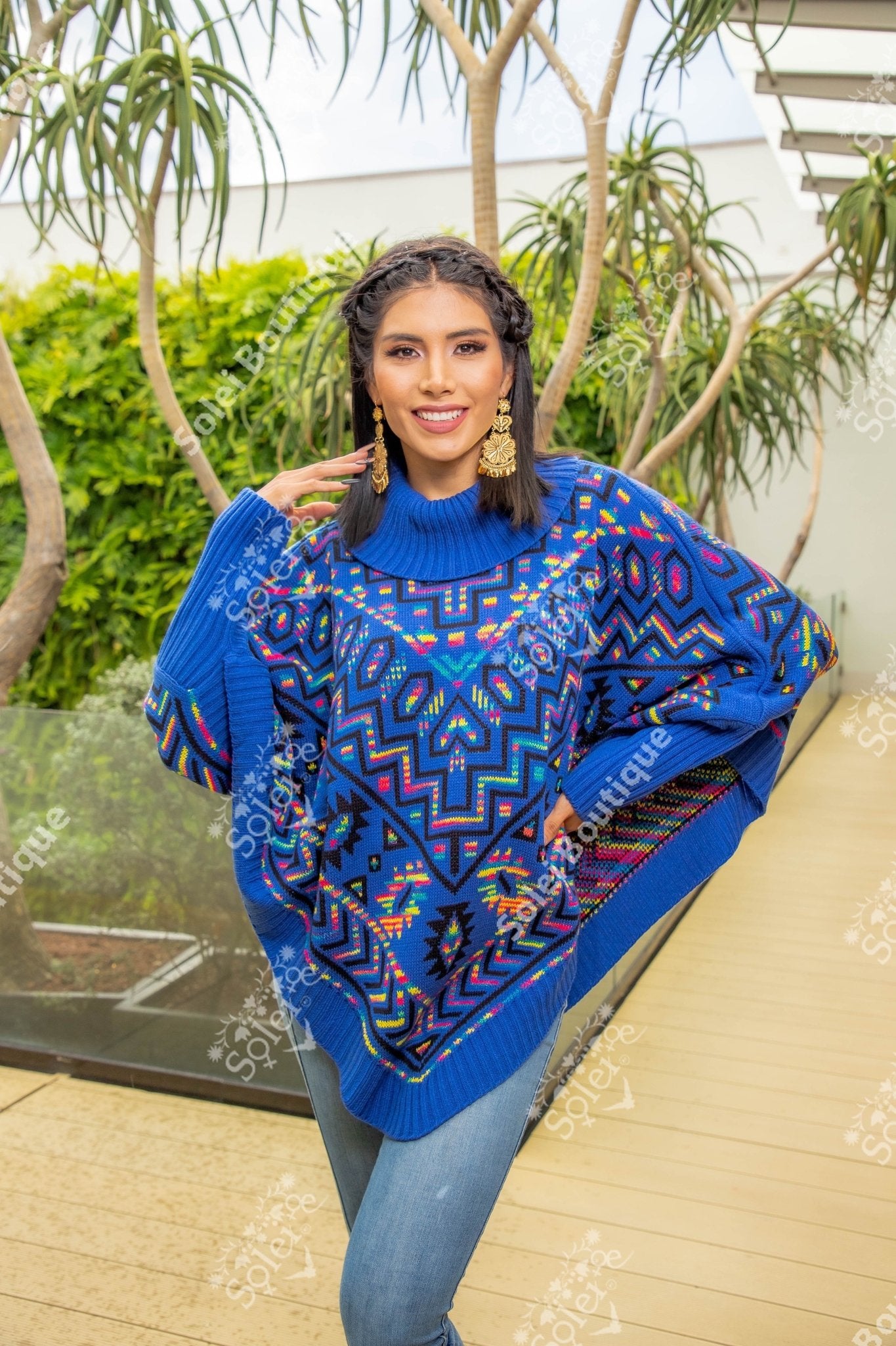 Artisanal Mexican Unisex Poncho. Capa Isis. - Solei Store