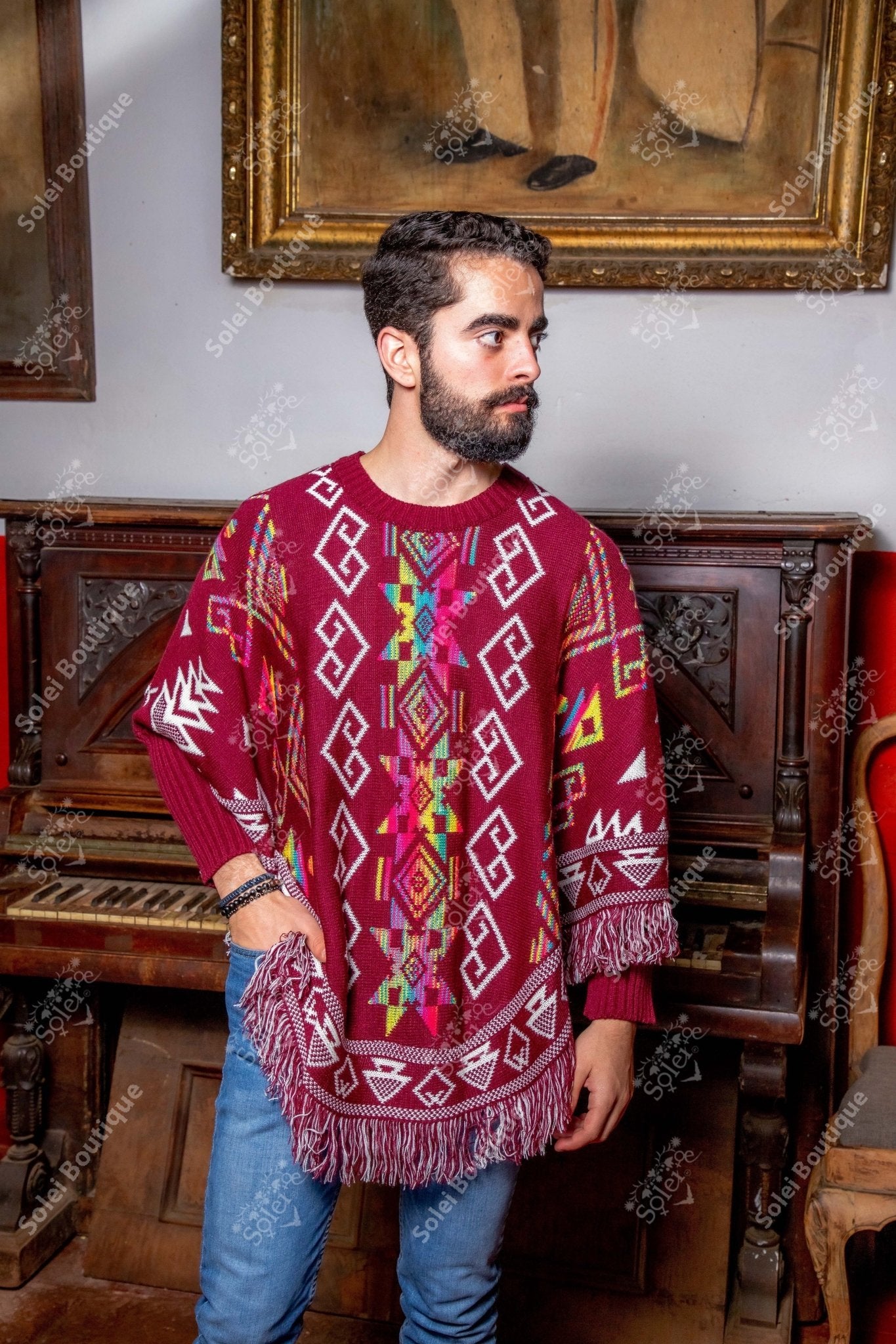 Artisanal Mexican Unisex Poncho. Capa Leonora. - Solei Store