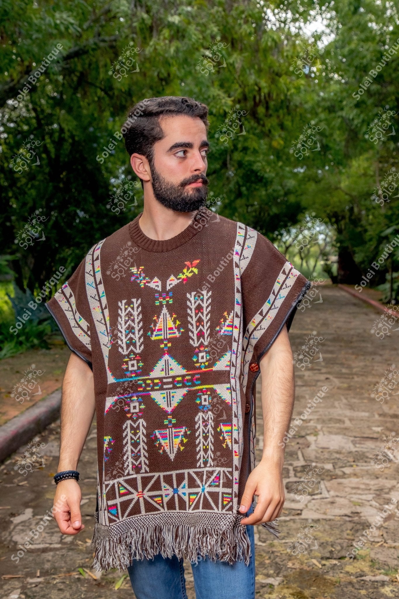 Artisanal Mexican Unisex Poncho. Gaban Maya. - Solei Store