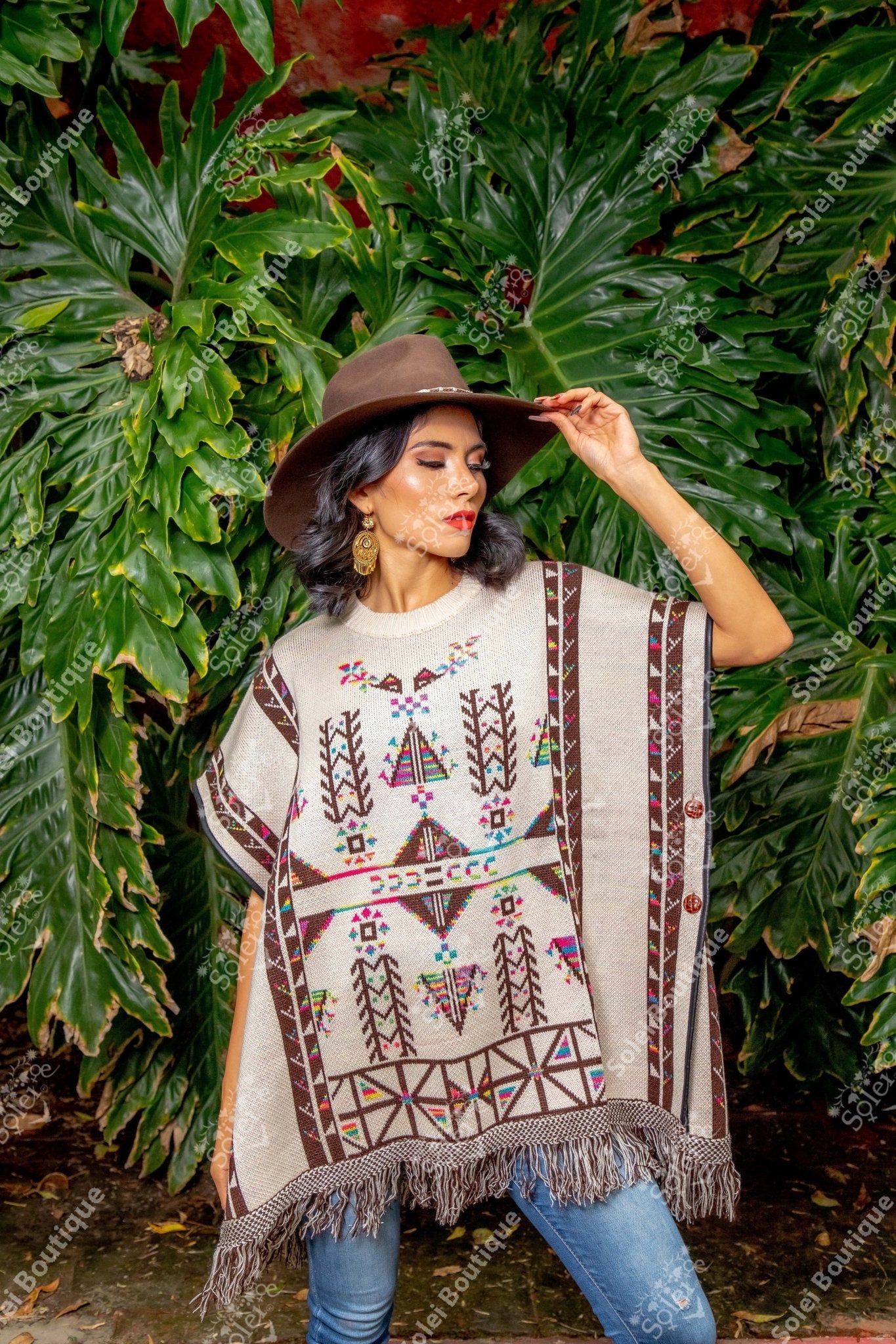 Artisanal Mexican Unisex Poncho. Gaban Maya. - Solei Store