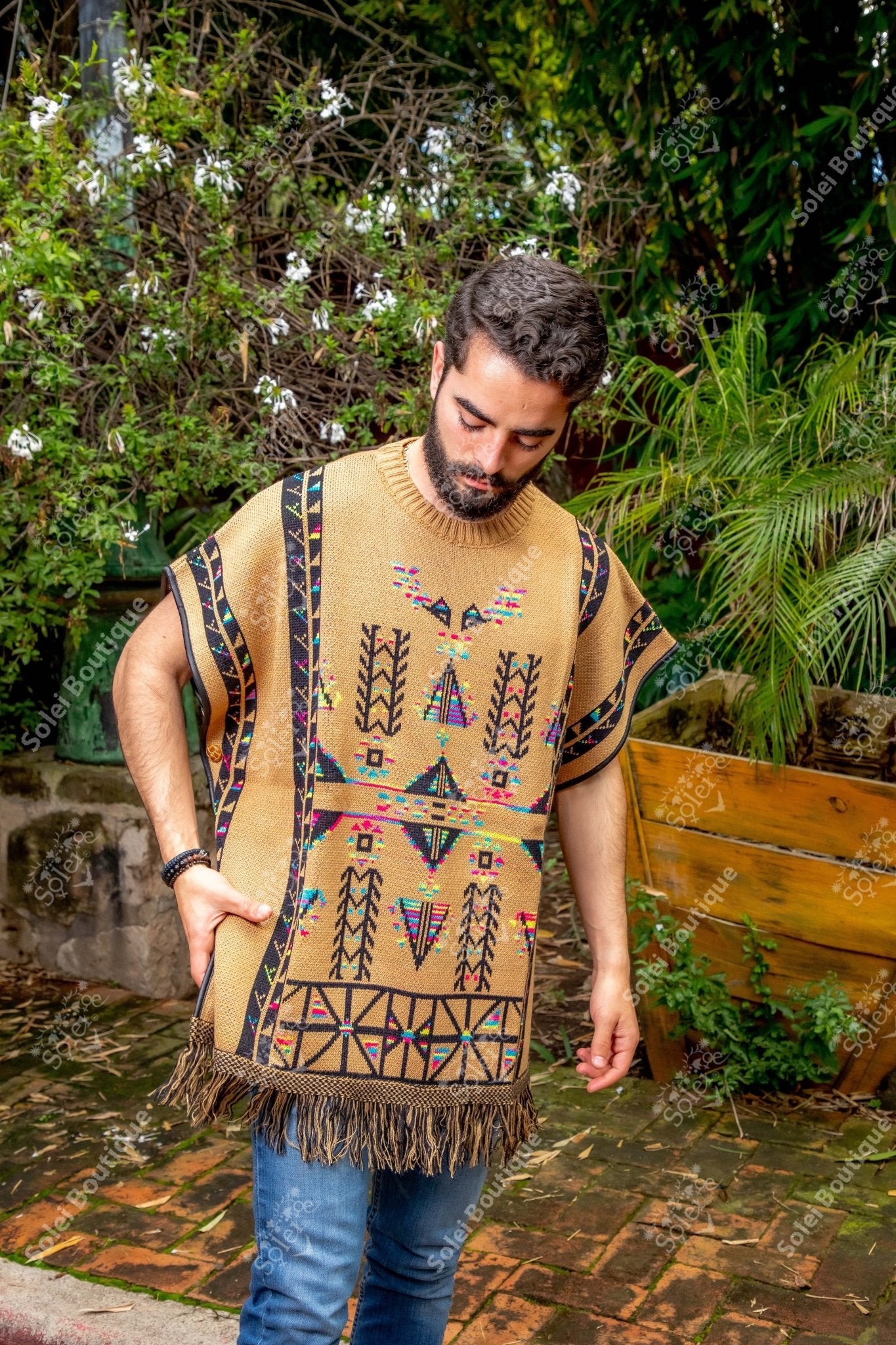 Artisanal Mexican Unisex Poncho. Gaban Maya. - Solei Store