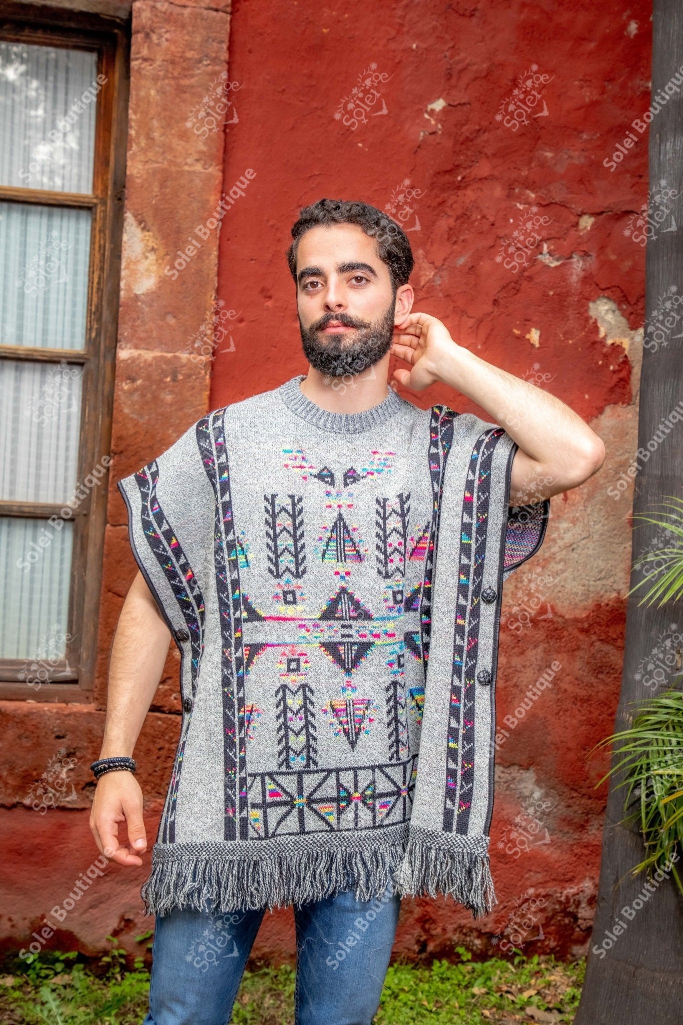 Artisanal Mexican Unisex Poncho. Gaban Maya. - Solei Store