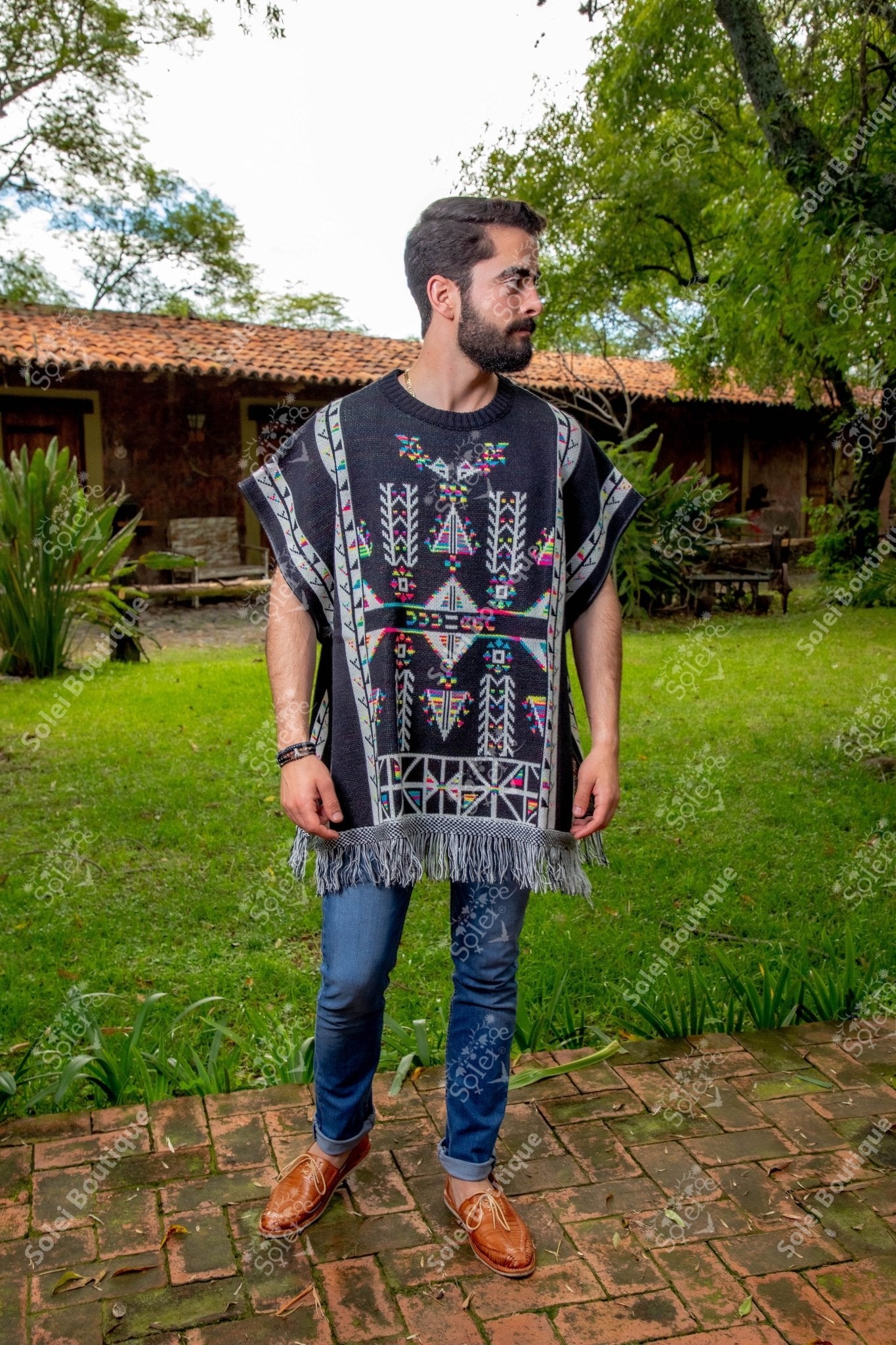 Artisanal Mexican Unisex Poncho. Gaban Maya. - Solei Store