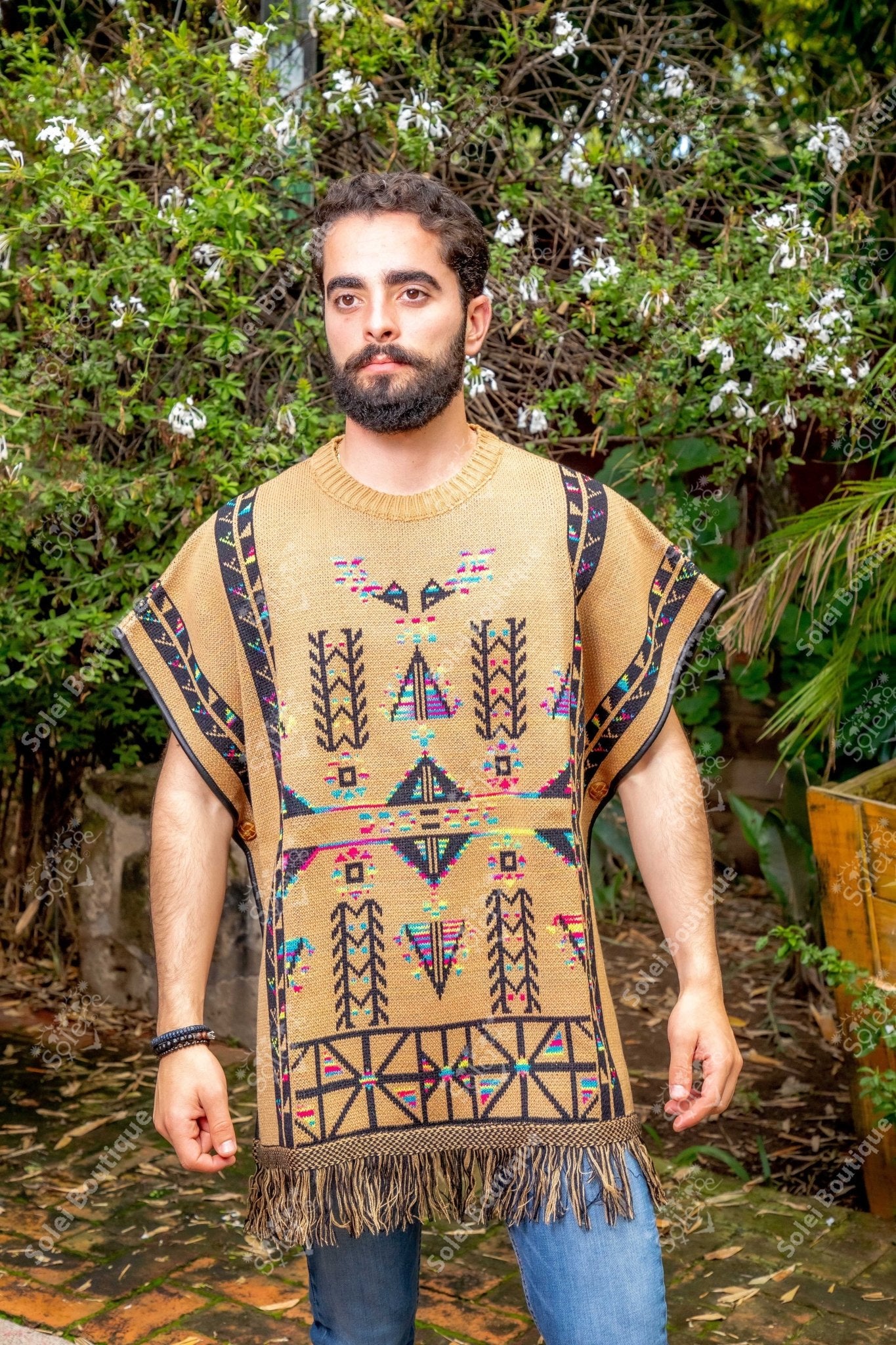 Artisanal Mexican Unisex Poncho. Gaban Maya. - Solei Store