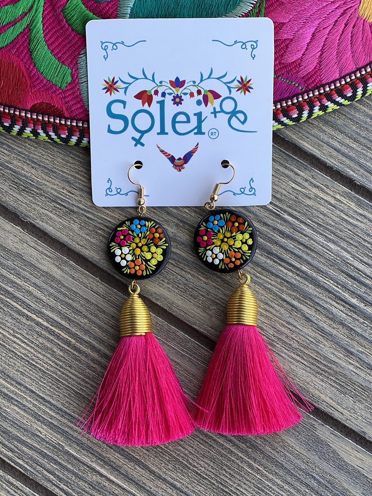 Borlas Hand Painted Earrings Tassel drop - Solei Store