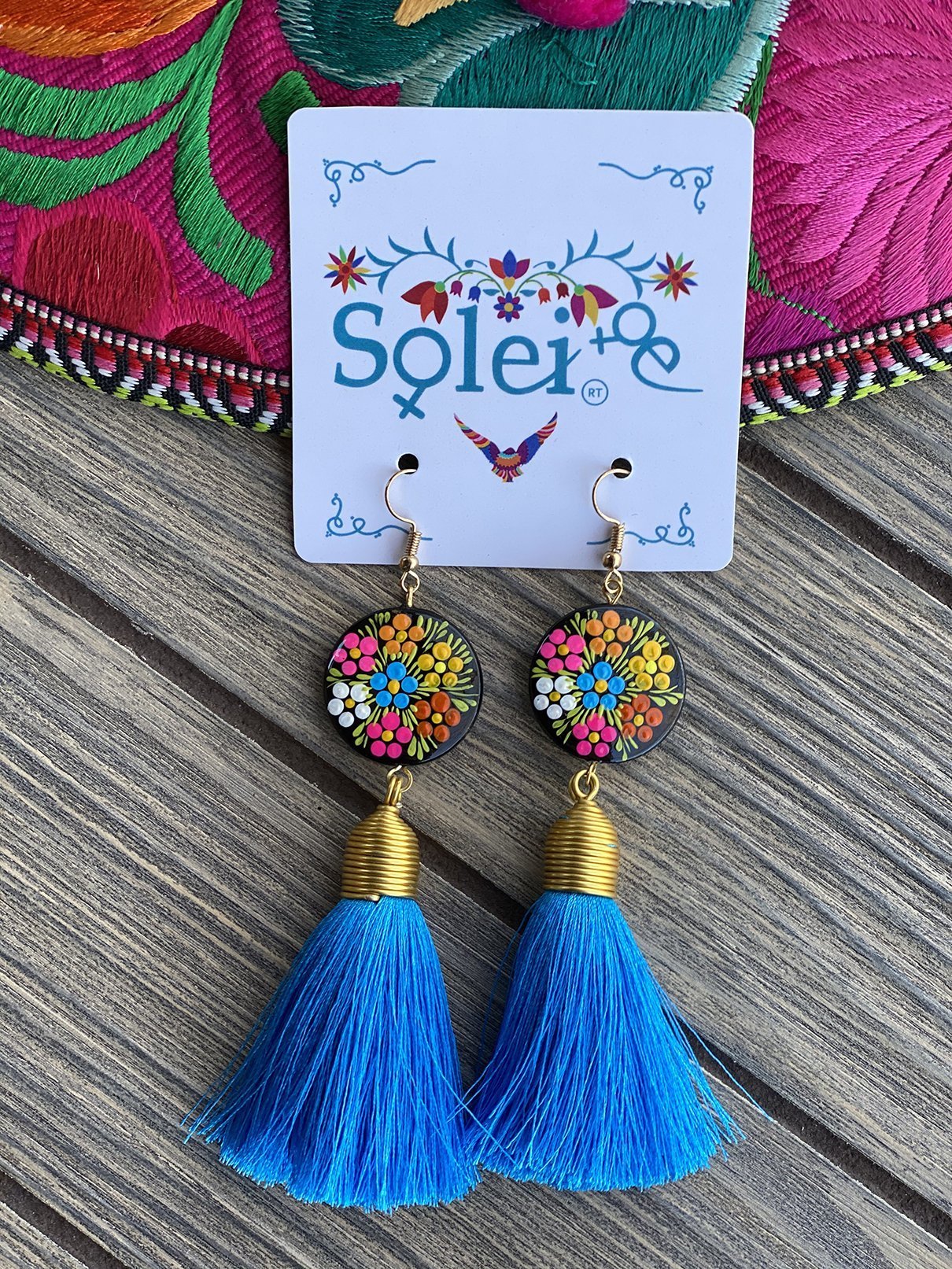 Borlas Hand Painted Earrings Tassel drop - Solei Store