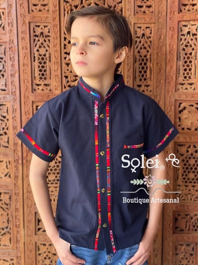 Boy's Traditional Mexican Button Up Guayabera. Traditional Guayabera - Solei Store