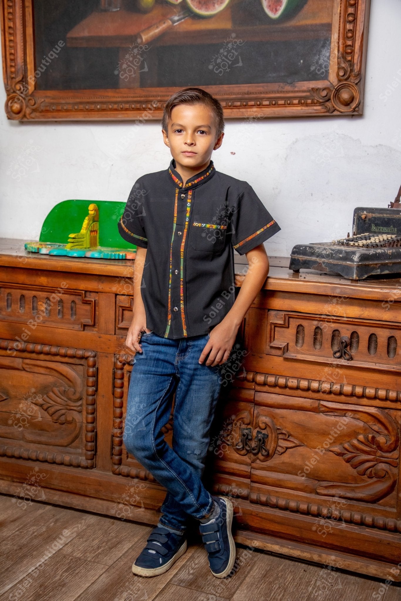 Boy's Traditional Mexican Button Up Guayabera. Traditional Guayabera - Solei Store