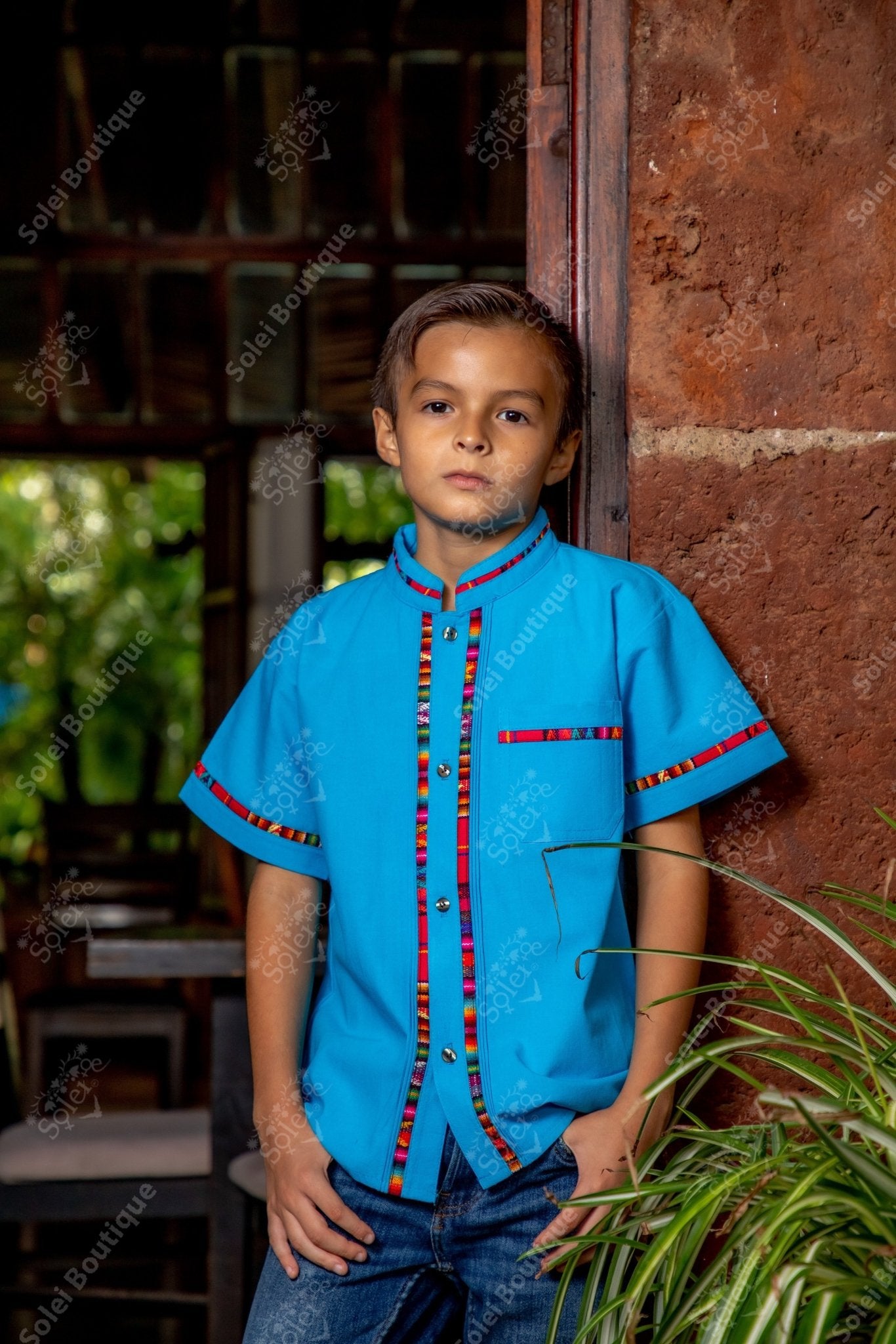 Boy's Traditional Mexican Button Up Guayabera. Traditional Guayabera - Solei Store