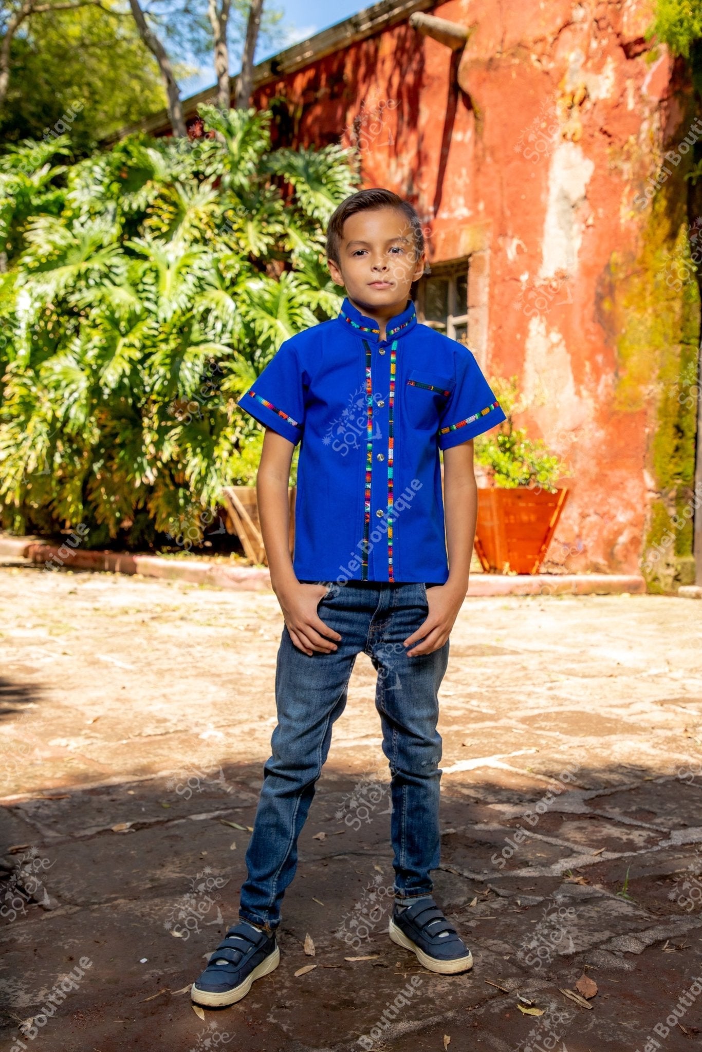 Boy's Traditional Mexican Button Up Guayabera. Traditional Guayabera - Solei Store