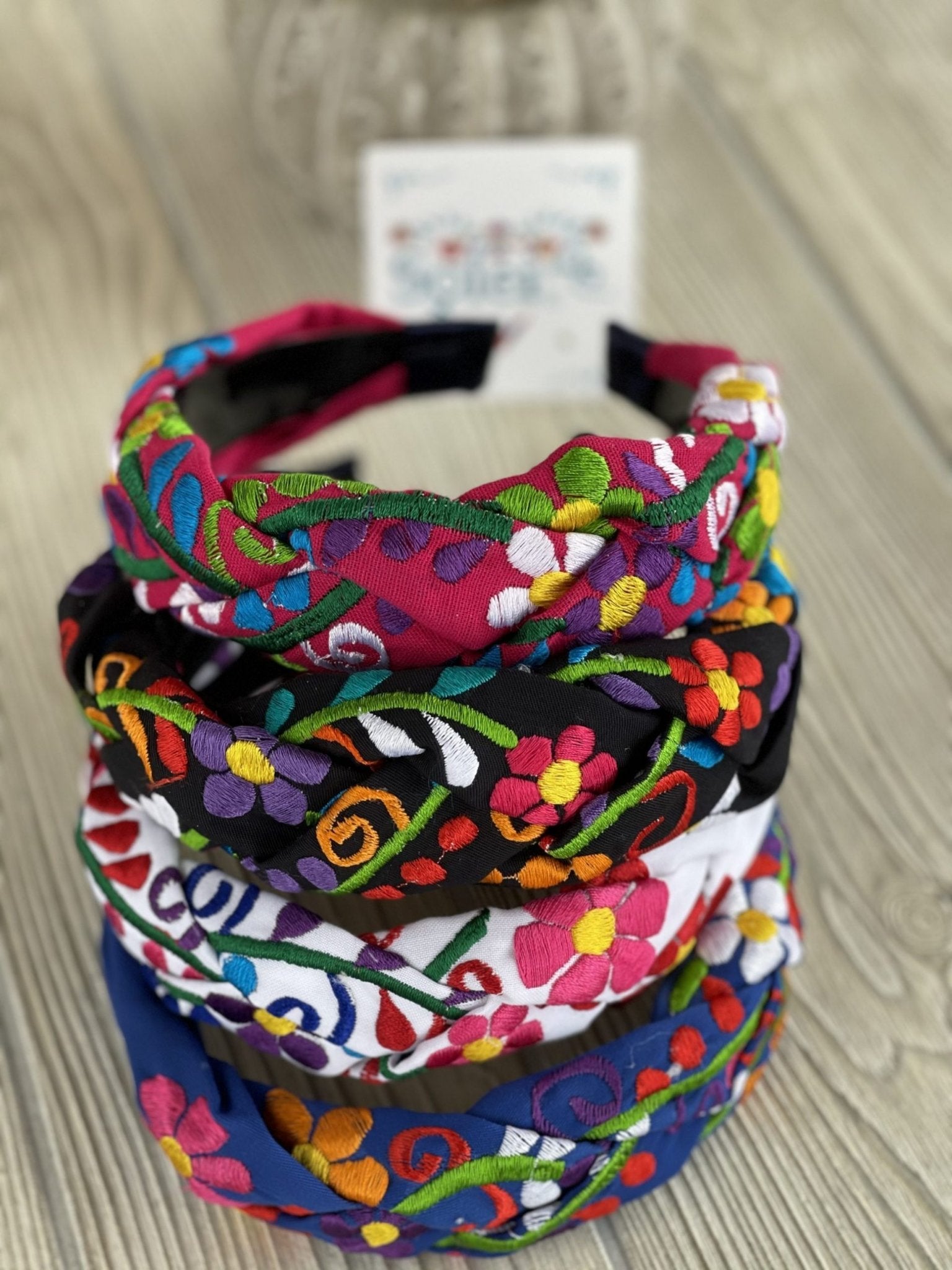 Braided Mexican Headband. Artisanal Mexican Headband. Floral Embroidered Headband. - Solei Store