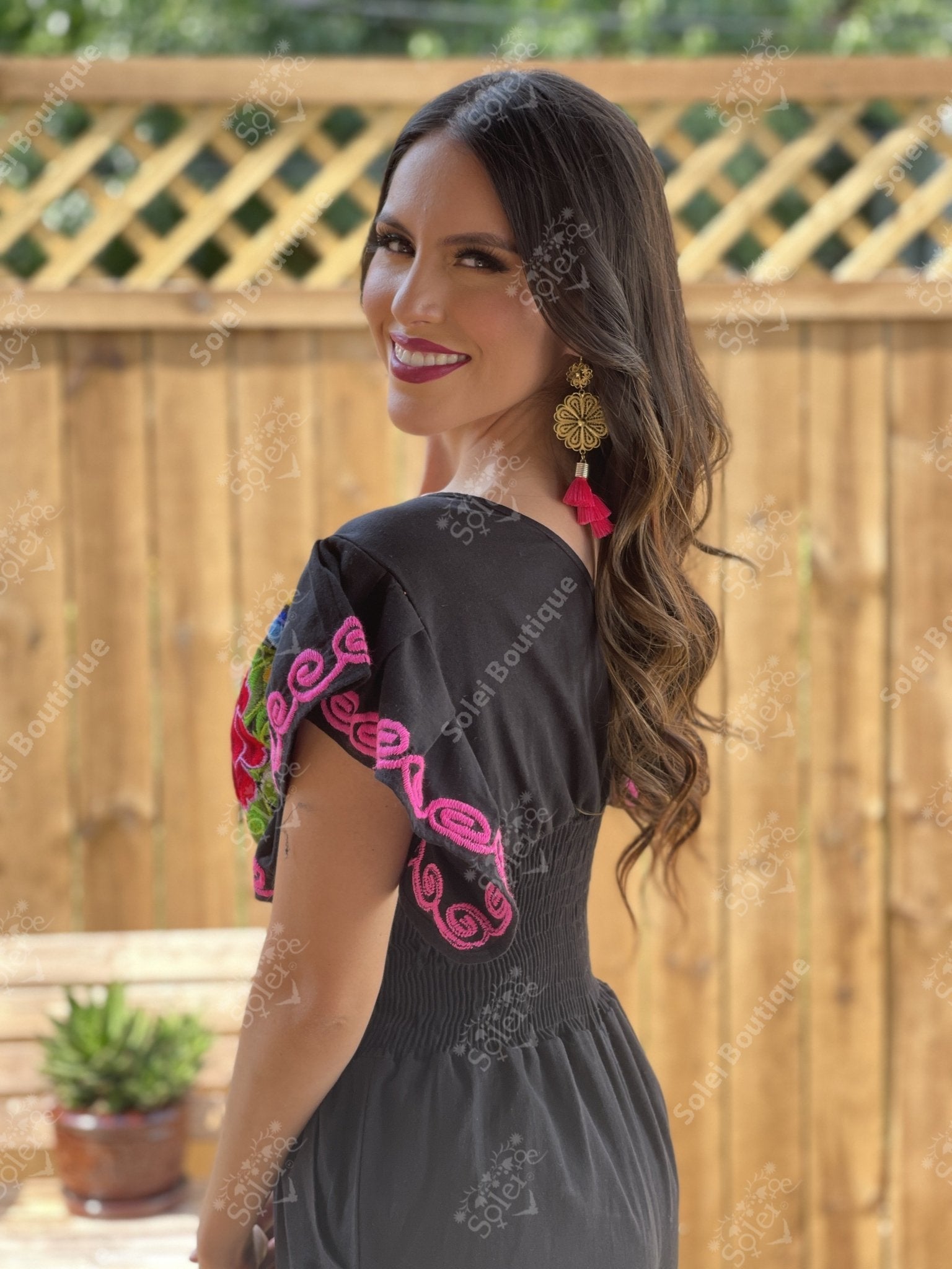 Butterfly Sleeve Romper. Mexican Floral Embroidered Romper - Solei Store
