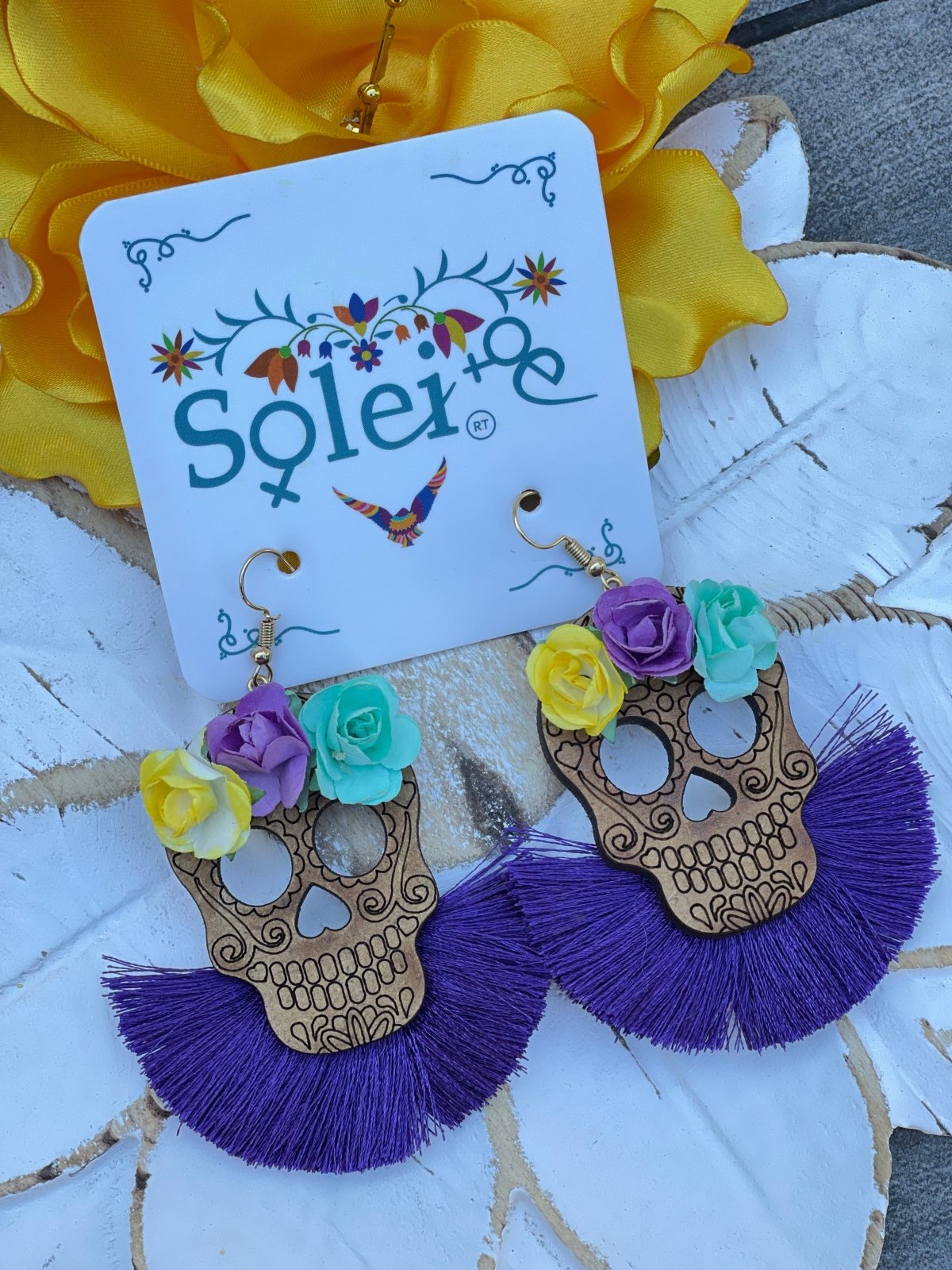 Calavera Abanico Earrings - Solei Store