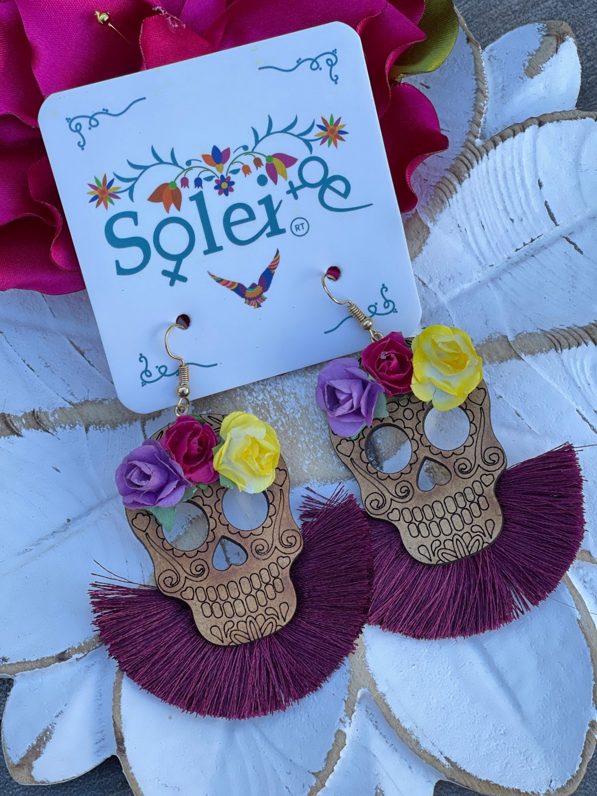 Calavera Abanico Earrings - Solei Store