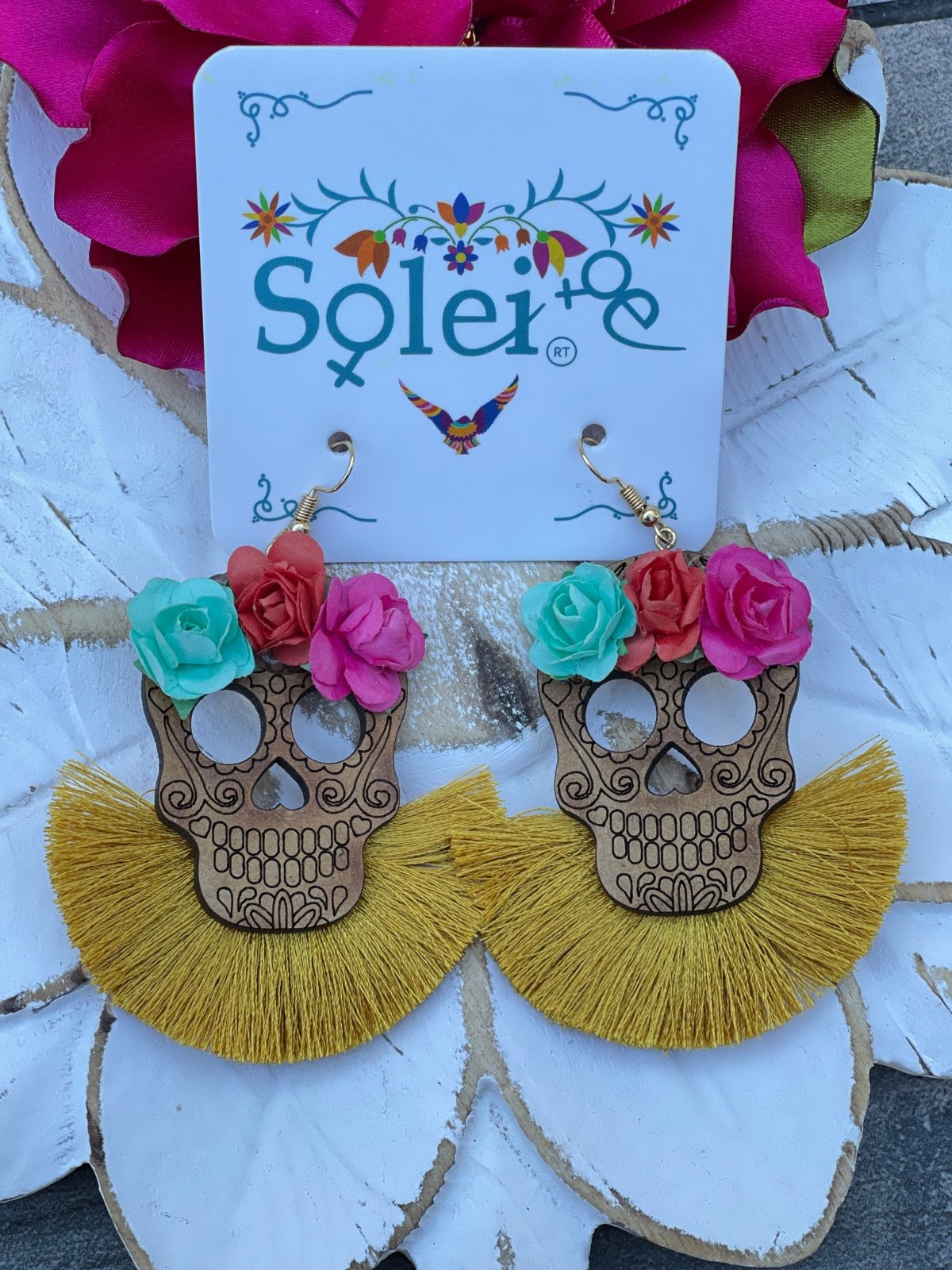 Calavera Abanico Earrings - Solei Store