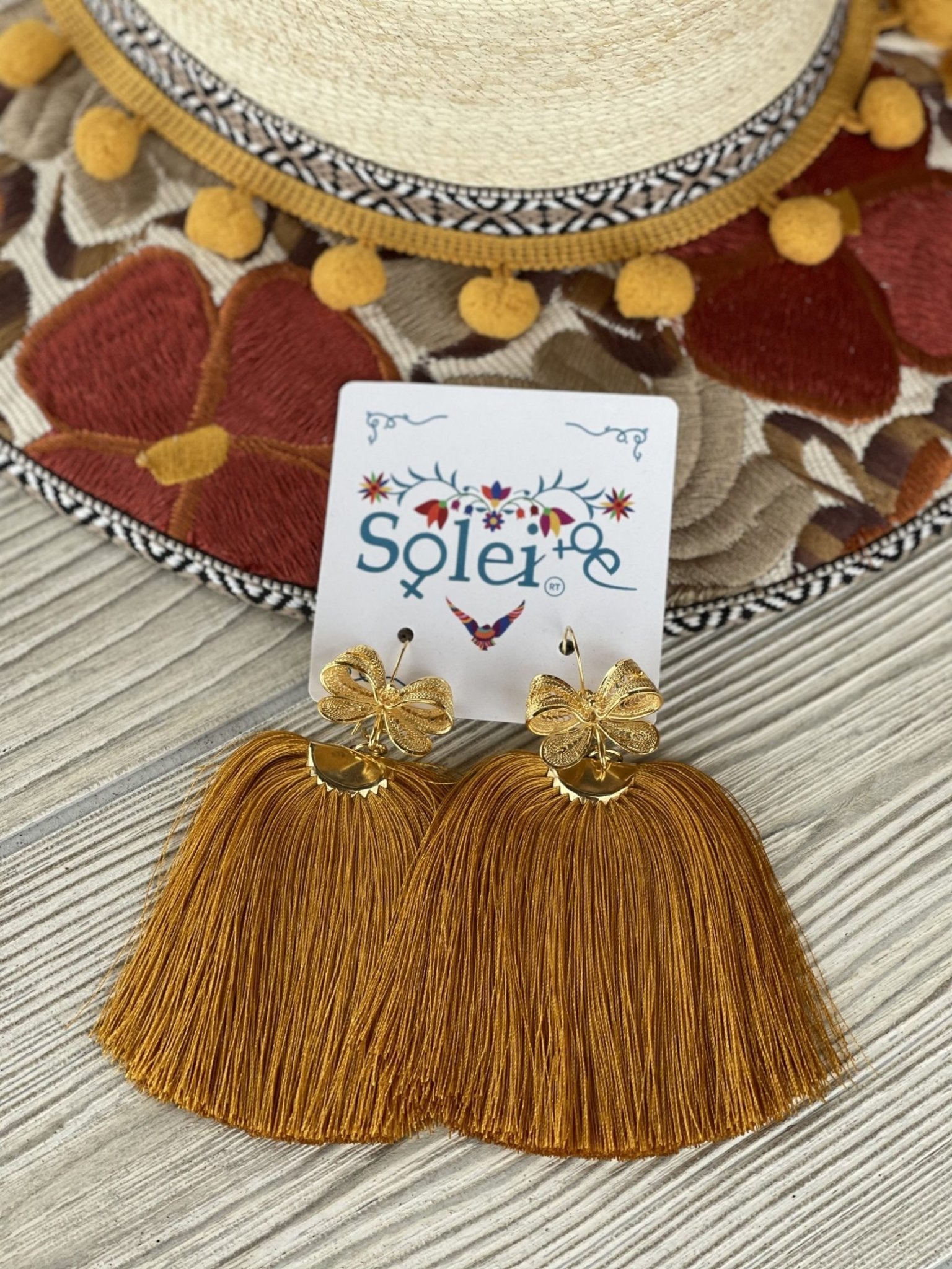 Cascada Model Filigree Tassel Drop Earrings. Colorful Mexican Earrings for Women - Solei Store