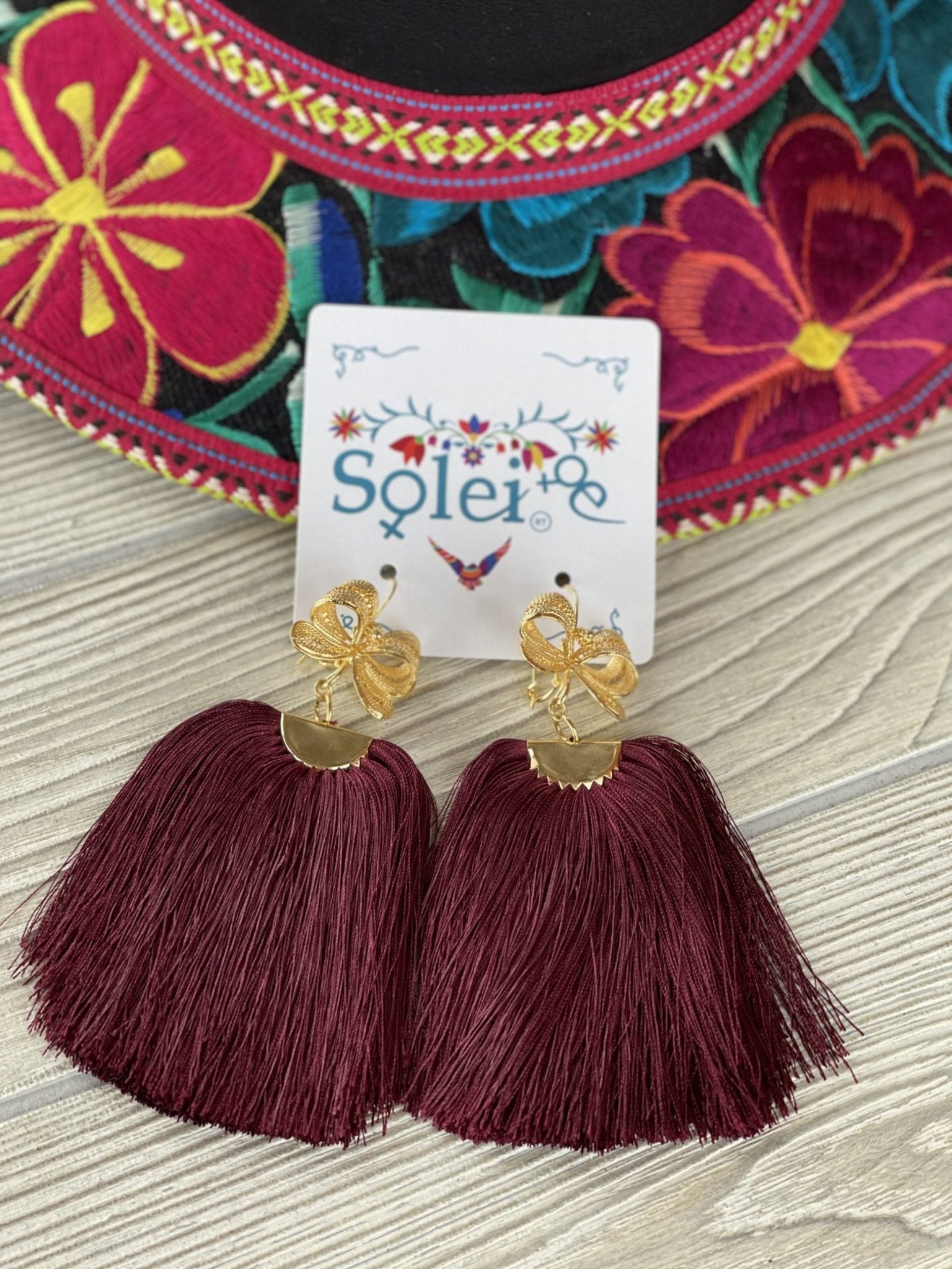 Cascada Model Filigree Tassel Drop Earrings. Colorful Mexican Earrings for Women - Solei Store