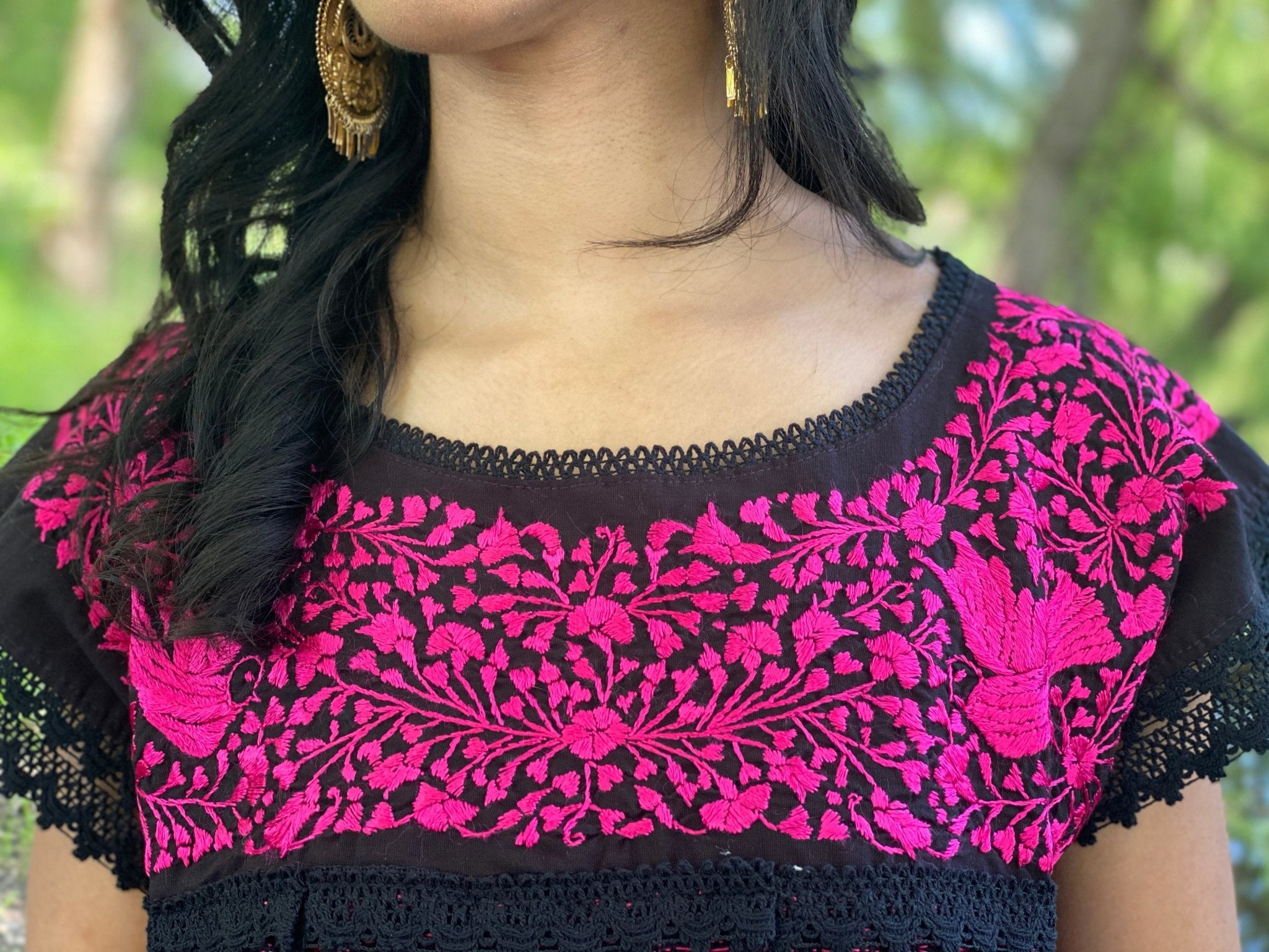 Embroidered Dress Made on a Loom. Hand Embroidered Dress. Vestido Mitla Corto. - Solei Store