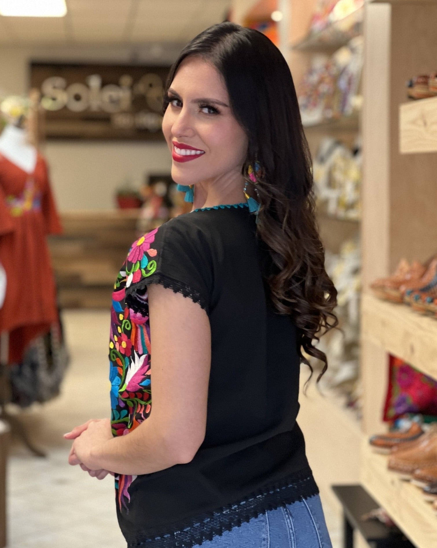 Ethnic Style Embroidered Mexican Bird Blouse. Ave Otomi Blouse. - Solei Store