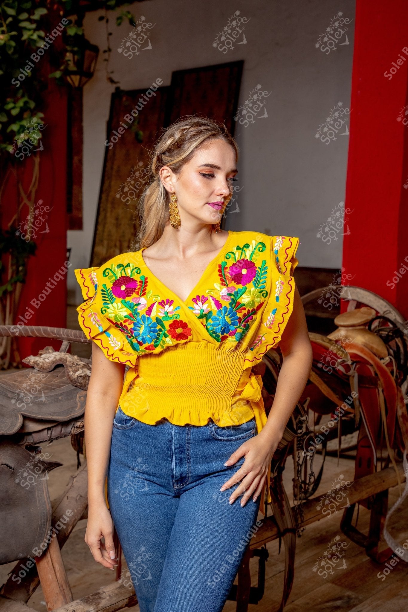 Floral Butterfly Sleeve Mariana Crop Top - Solei Store